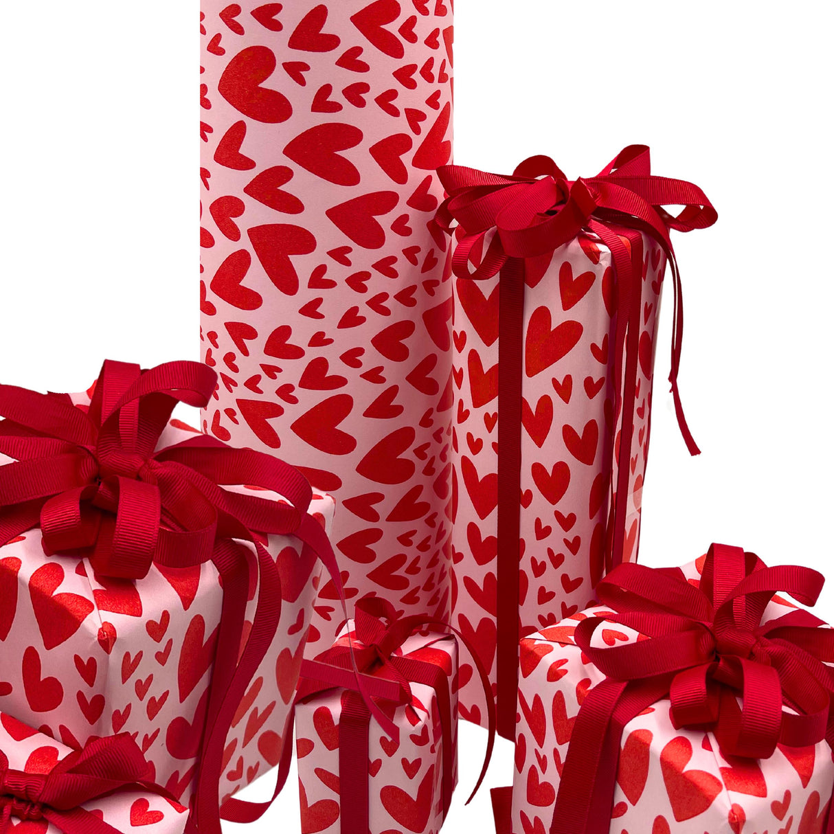 Hearts Red Pink Valentines Day Wrapping Paper 60cm Wide, Eco-Friendly, 80gsm