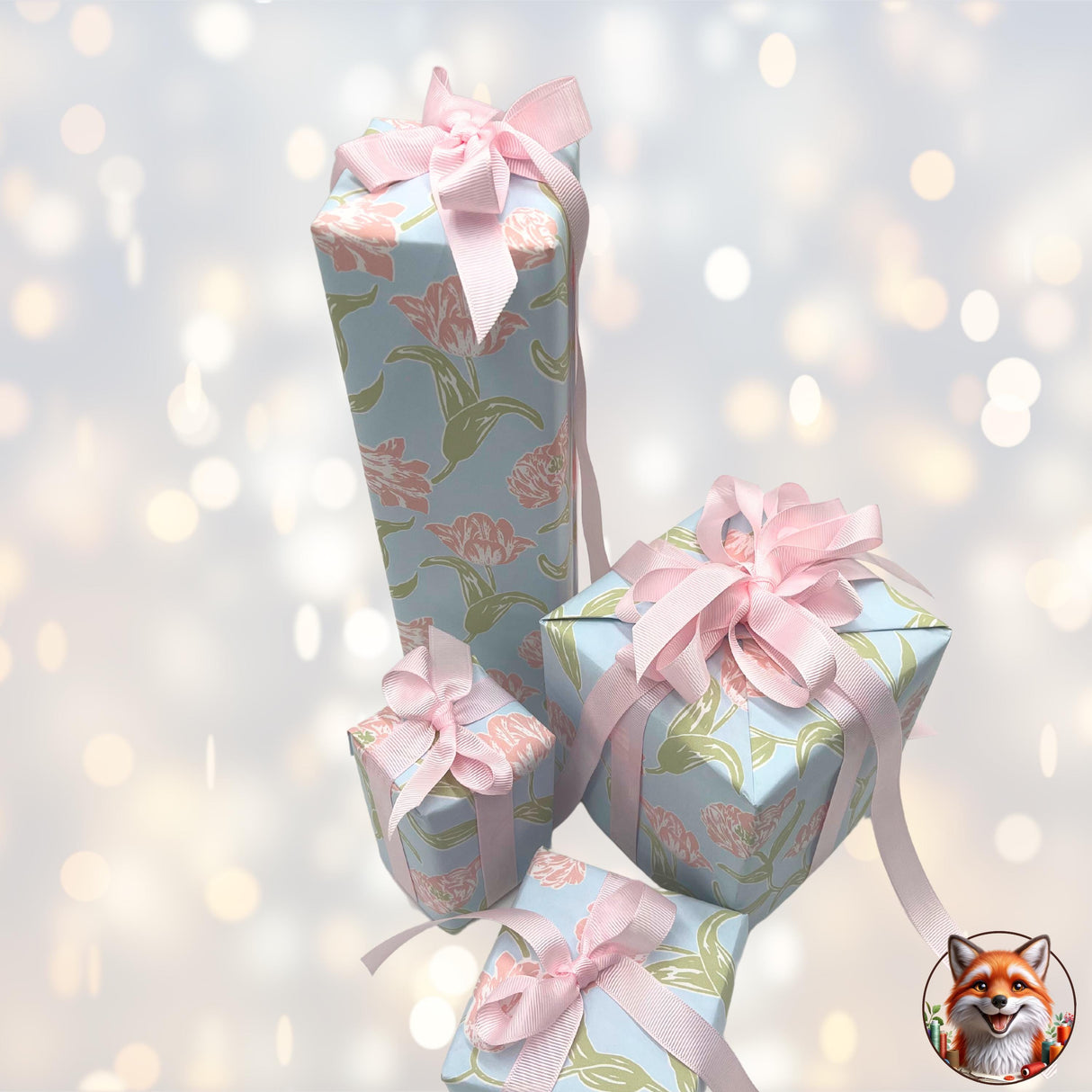 Valentines Day Tulips Gift Wrapping Paper, 80gsm, 60cm Wide, with Optional Ribbon