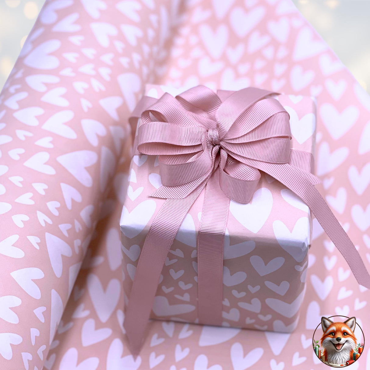 Hearts Champagne Pink Valentines Day Gift Wrapping Paper - High Quality 80gsm, Eco-Friendly Packaging