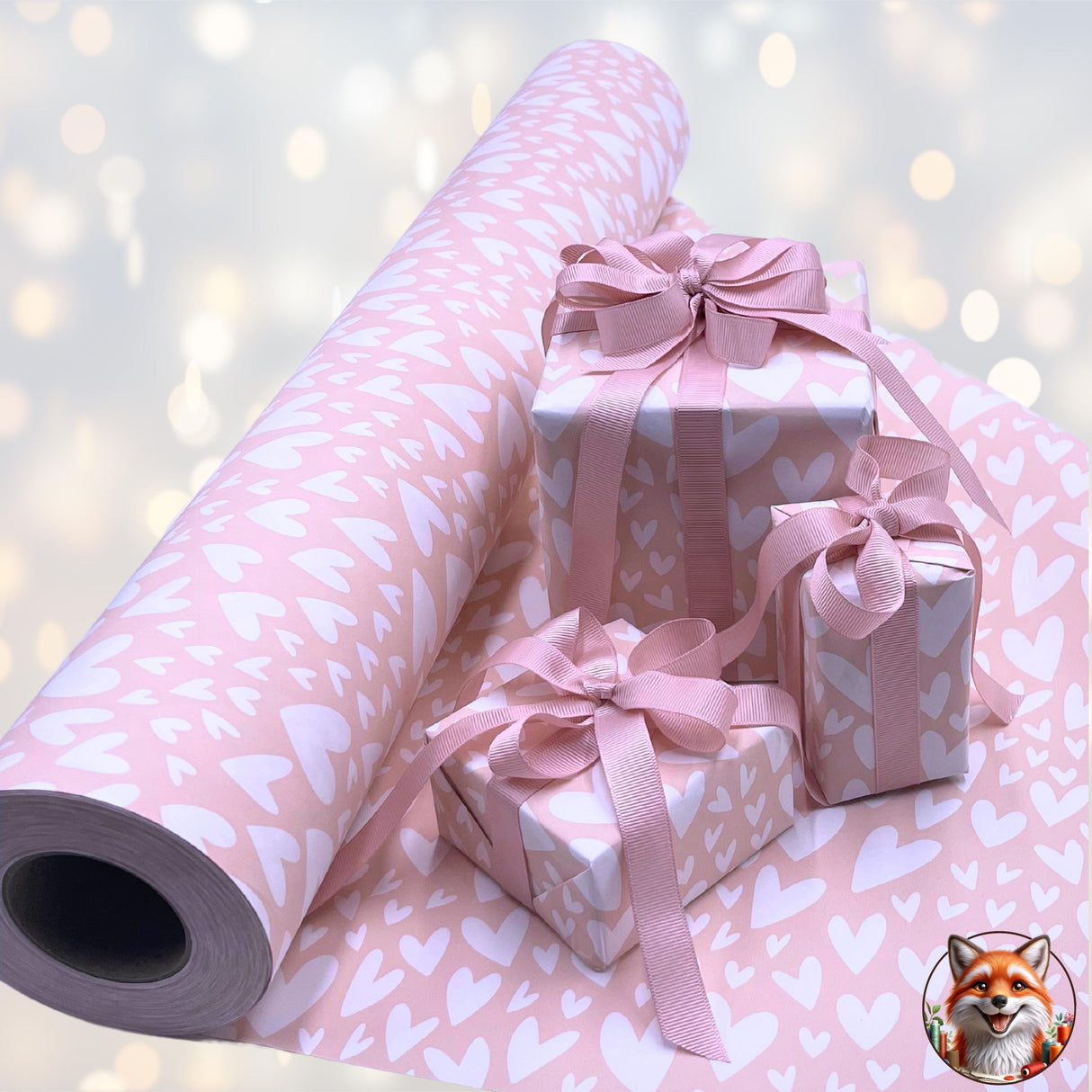 Hearts Champagne Pink Valentines Day Gift Wrapping Paper - High Quality 80gsm, Eco-Friendly Packaging