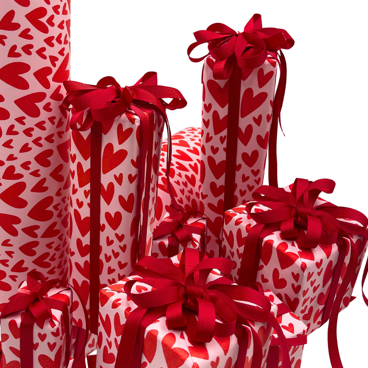Hearts Red Pink Valentines Day Wrapping Paper 60cm Wide, Eco-Friendly, 80gsm