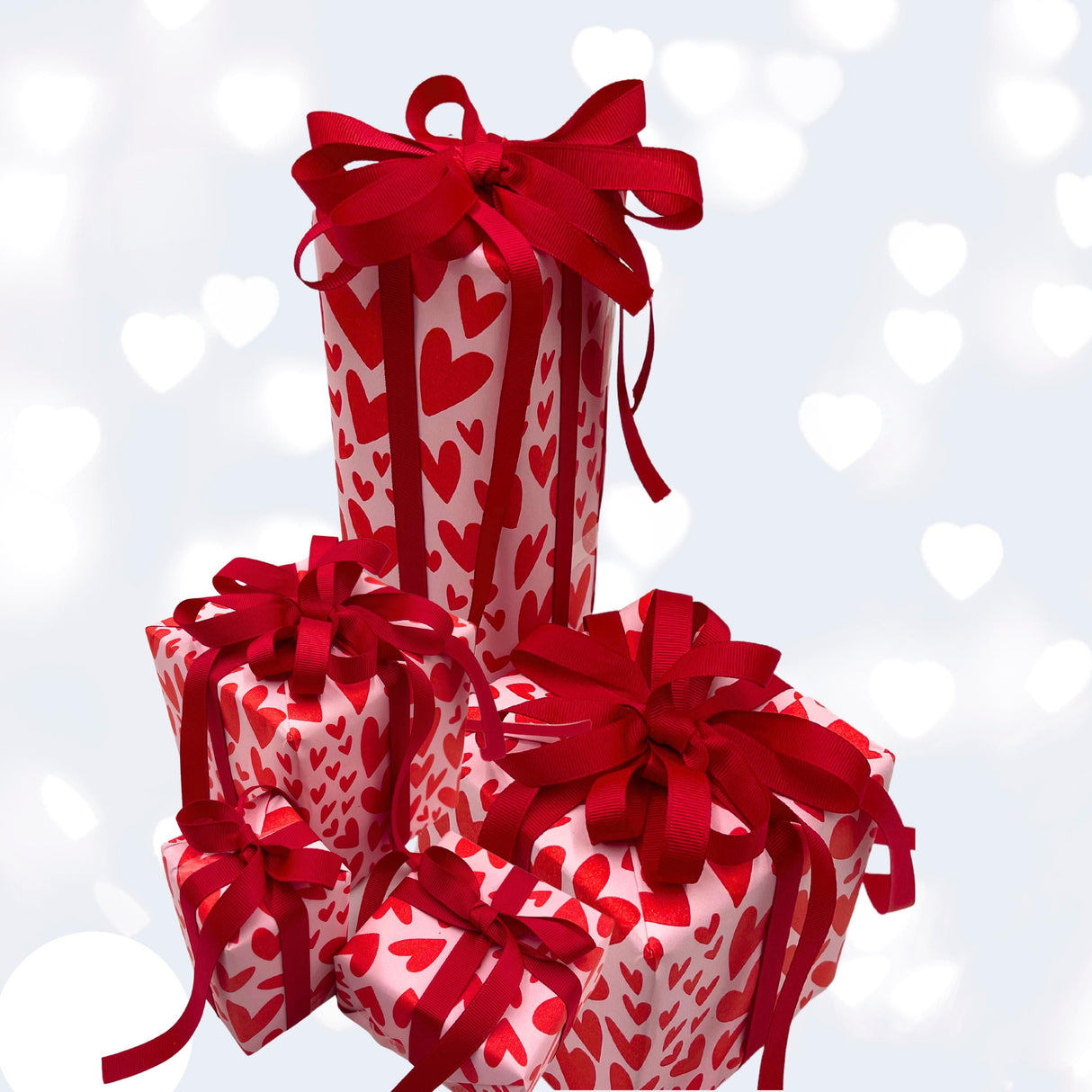 Hearts Red Pink Valentines Day Wrapping Paper 60cm Wide, Eco-Friendly, 80gsm