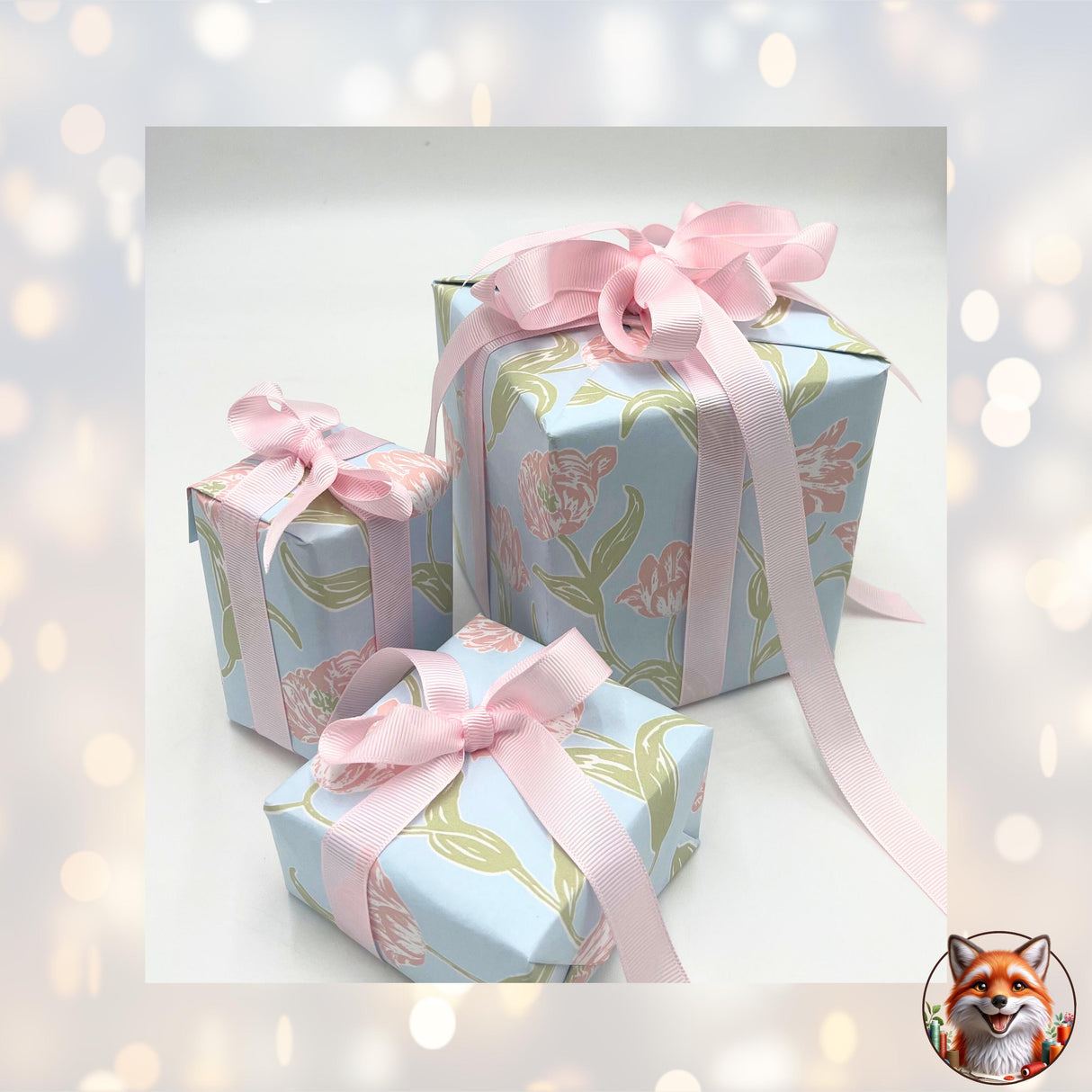 Valentines Day Tulips Gift Wrapping Paper, 80gsm, 60cm Wide, with Optional Ribbon