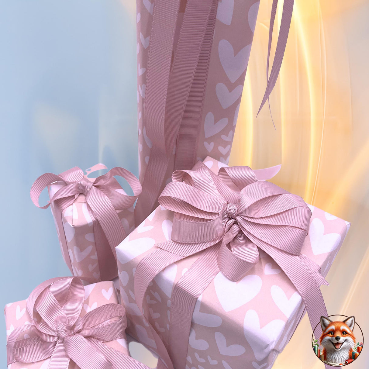 Hearts Champagne Pink Valentines Day Gift Wrapping Paper - High Quality 80gsm, Eco-Friendly Packaging