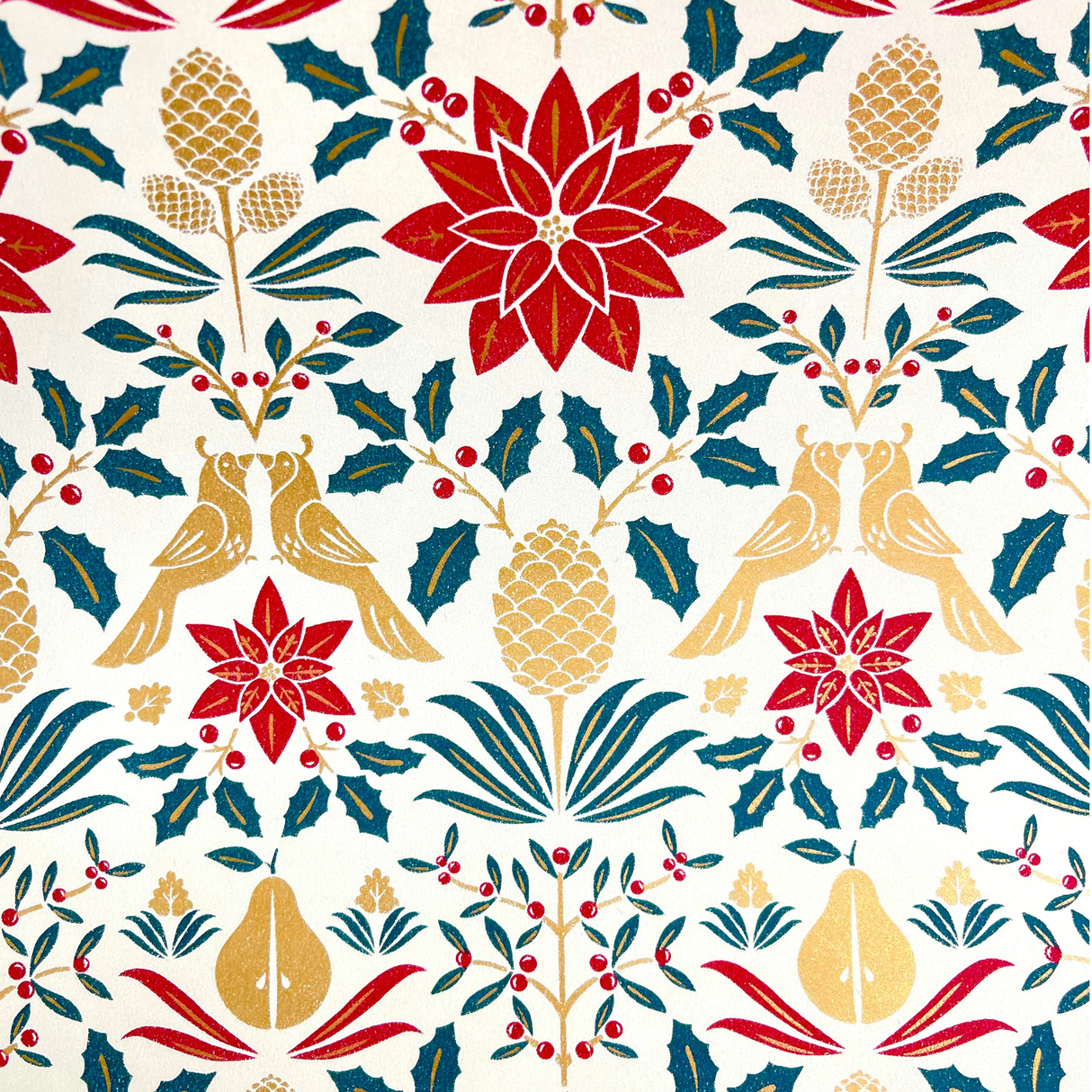 Poinsettia Gift Wrapping Paper – 80gsm, 60cm Wide | Festive Christmas Wrap