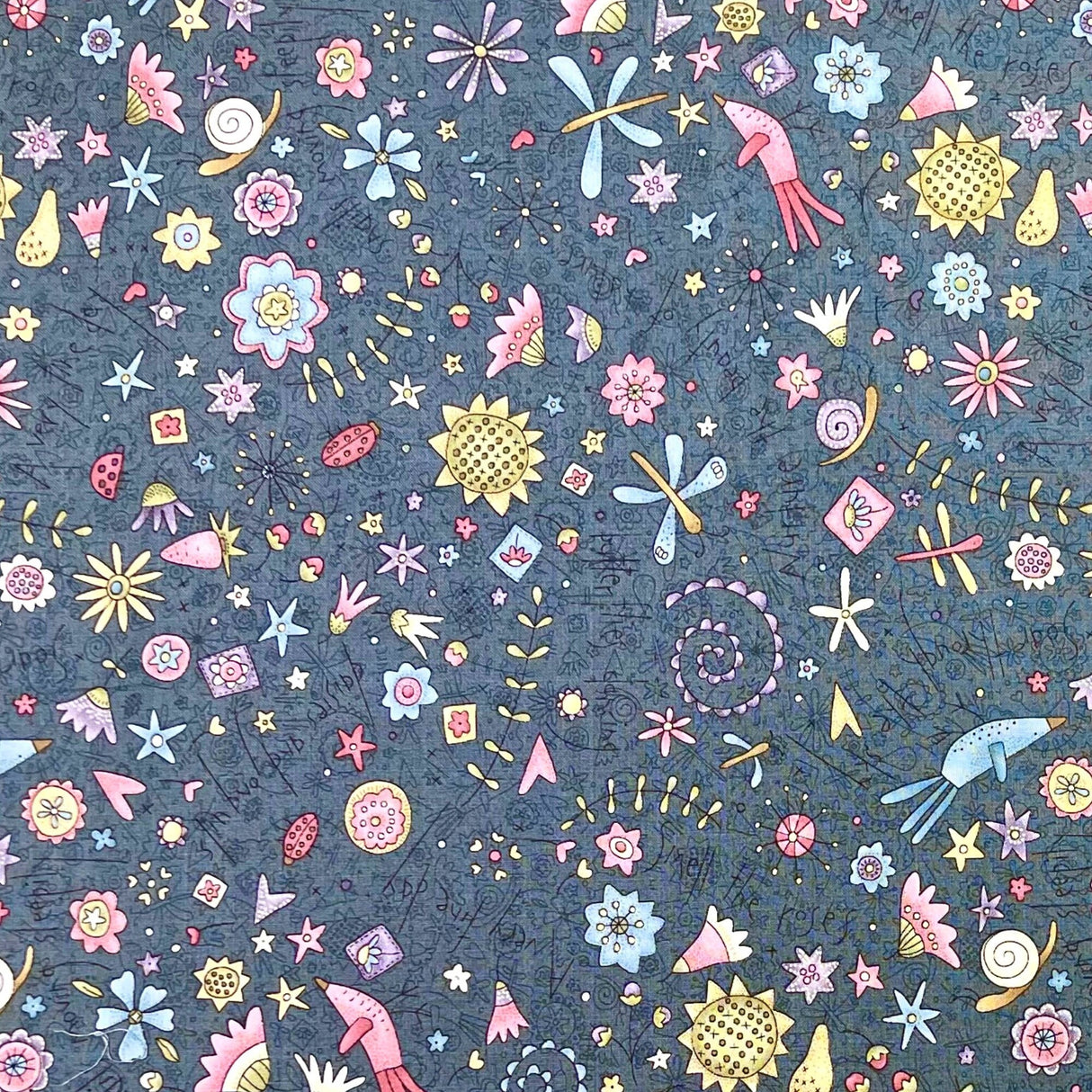 Grey fabric Garden Whimsy Grey Quilting Craft fabric Anni Downs HG8672-98