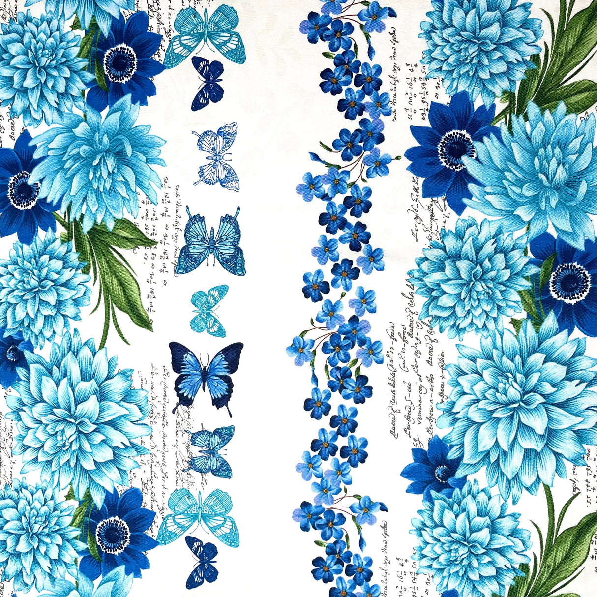 Floral Butterfly Fabric Blue Grotto Timeless Treasures Fabrics TT5686