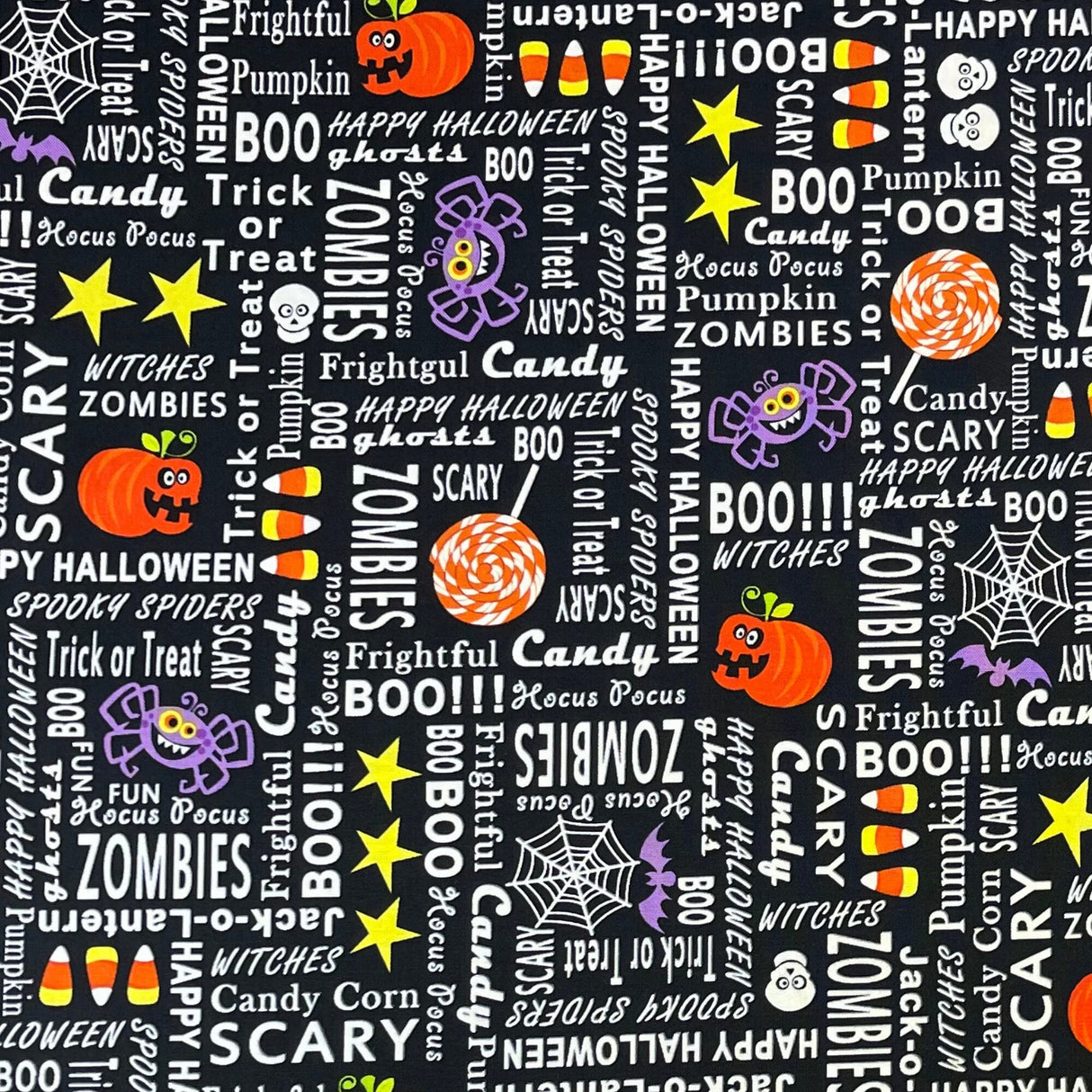 Frightful Delightful Halloween Words Fabric – Henry Glass – HG9899G.99