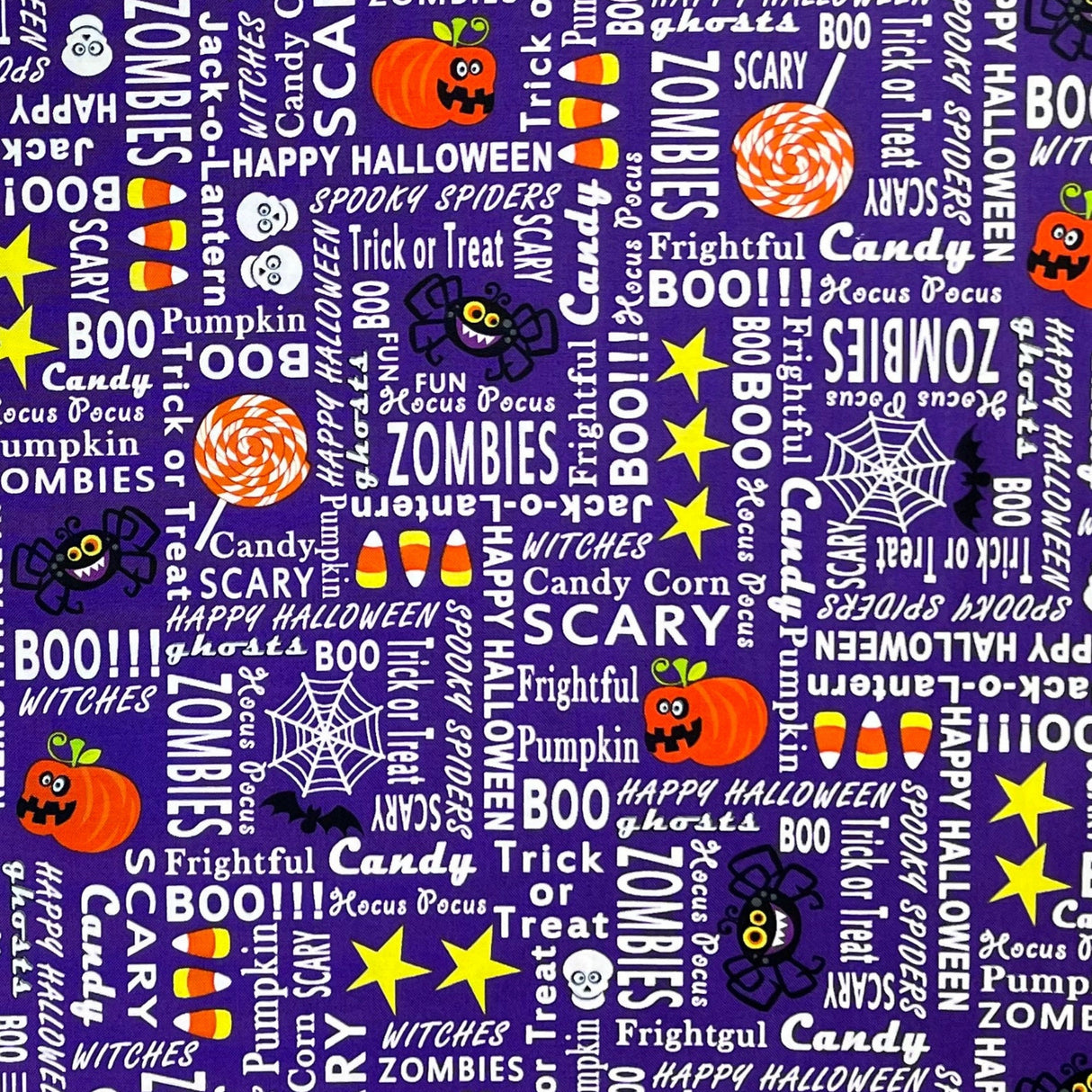 Words fabric Purple Zombies Henry Glass Fabric Halloween Cotton Quilting fabric