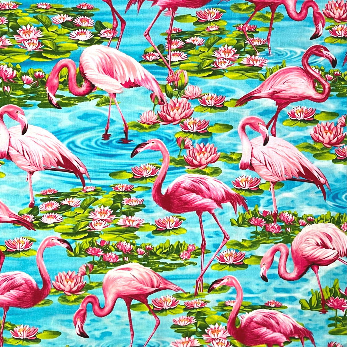 Flamingoes Fabrics Turquoise TT-C1710