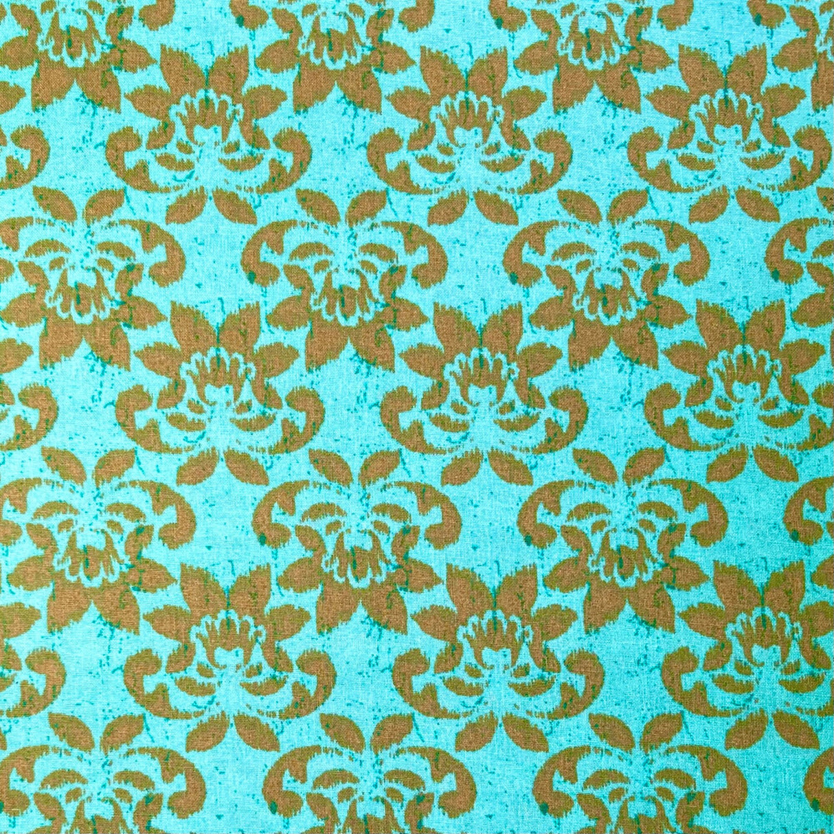 Sondalo fabric Tan Aquamarine Floral Green fabric Sondalo Ikat Quilting Cotton Craft Fabric Springs Creative
