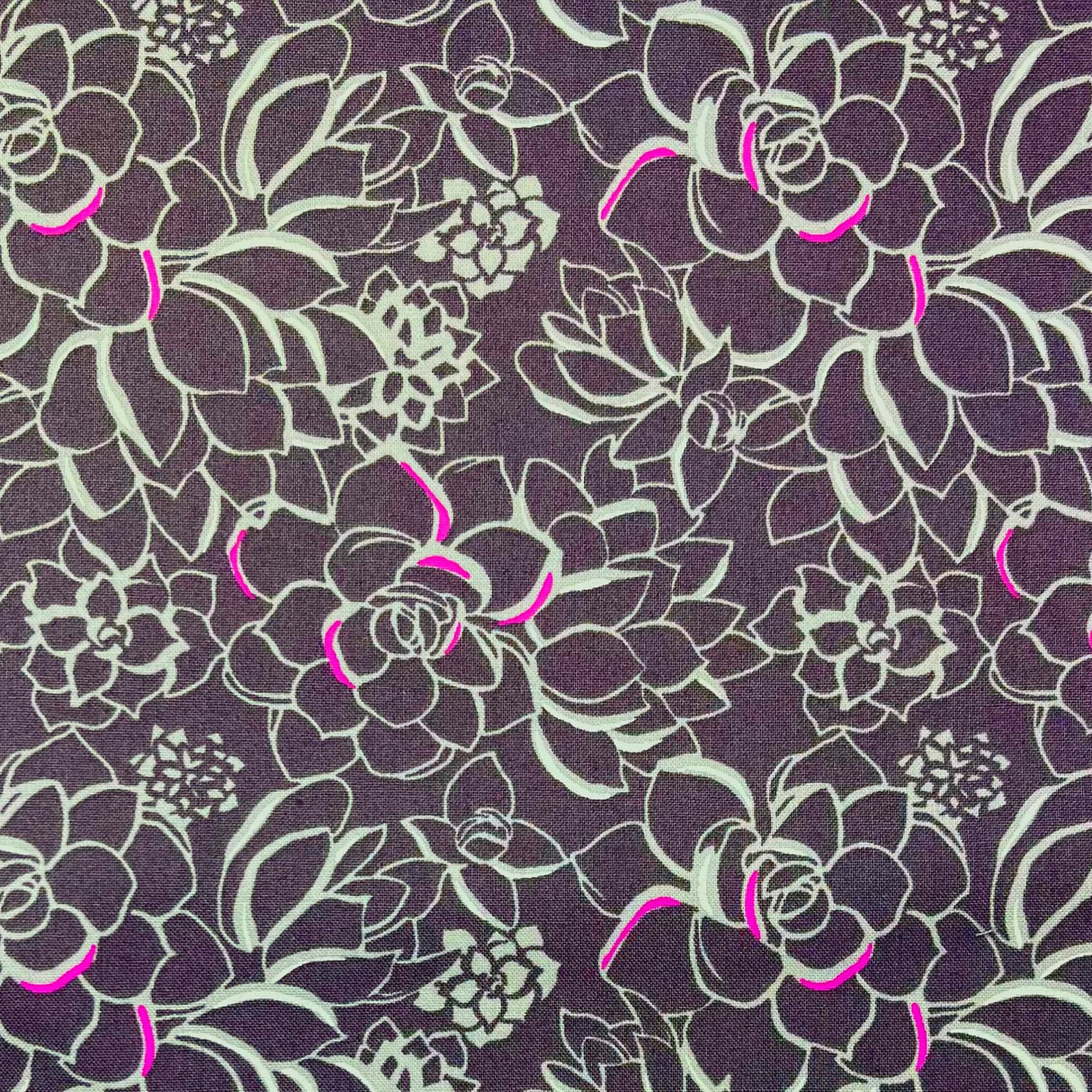 Mauve Floral Canyon fabric End of Bolt 100% Cotton Succulent Moonlight Moda M27221-24