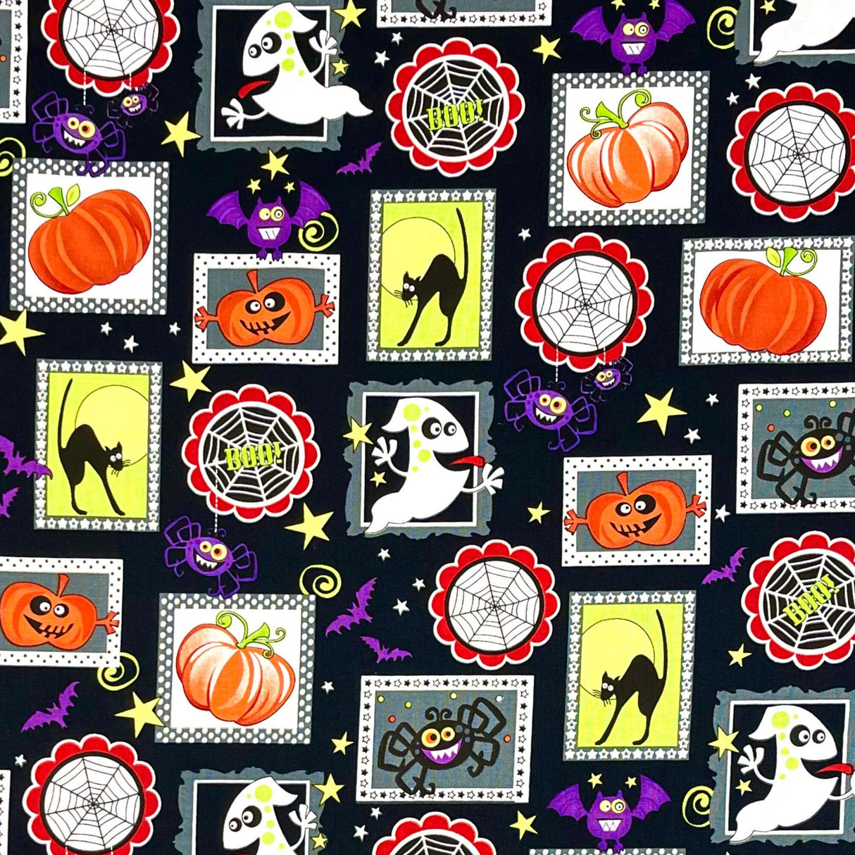 Cats Pumpkin Ghosts Black Cats fabric Frightful Delightful Fabric Henry Glass HG9900G-99