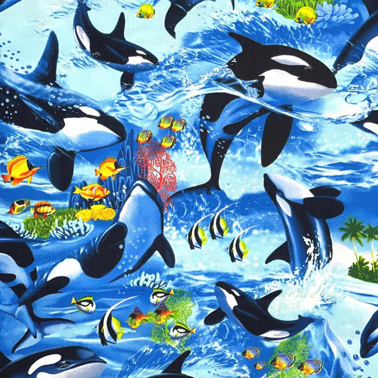 Sea Life Vacation Fish & Whale Fabric – Timeless Treasures C6152
