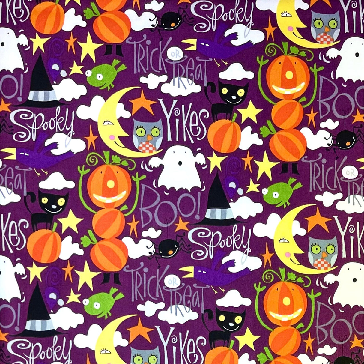 Pumpkin Trick or Treat fabric Boo Halloween Orange Pumpkins Henry Glass Fabric