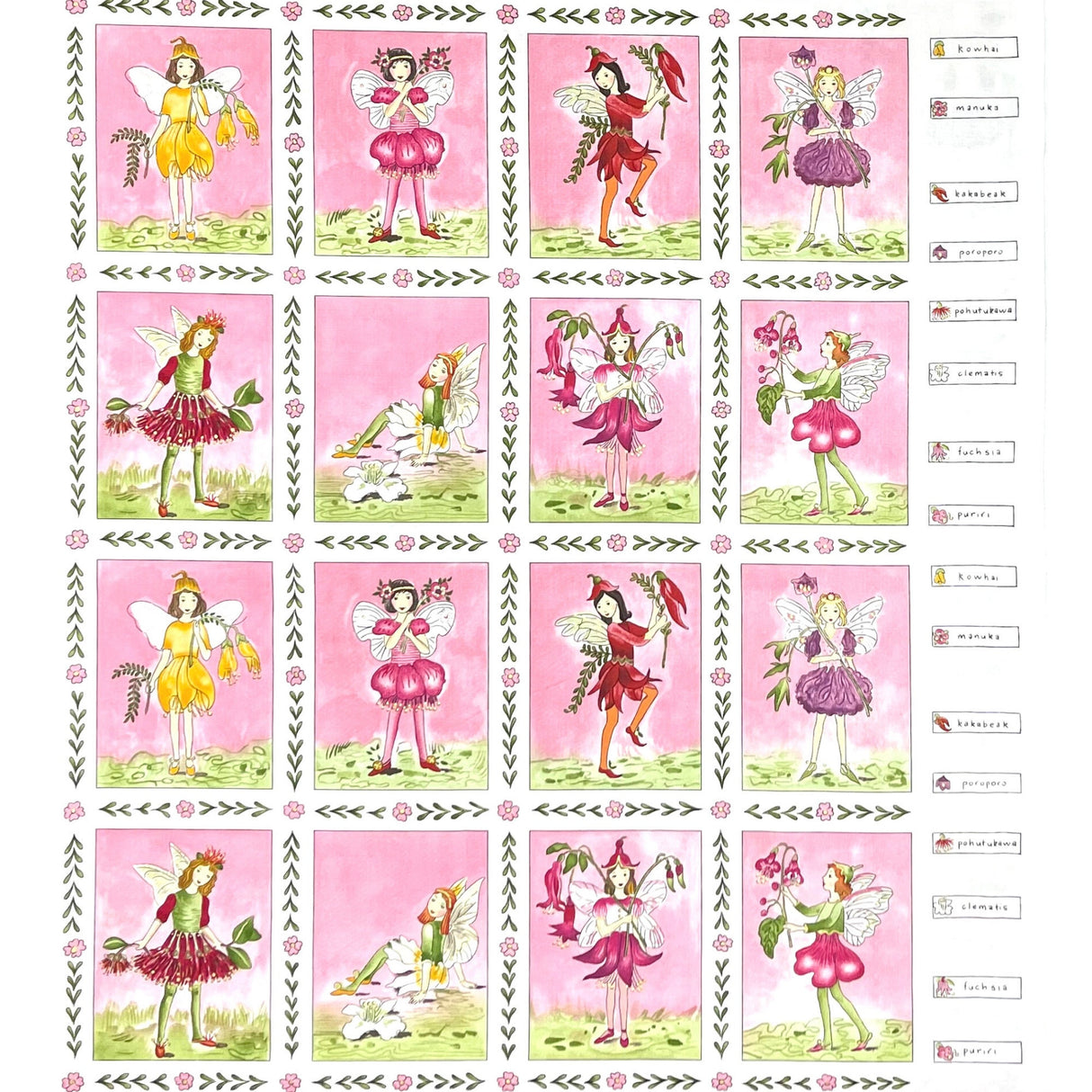 Floral Fairies Flower Fabric PANEL Novelty fabric