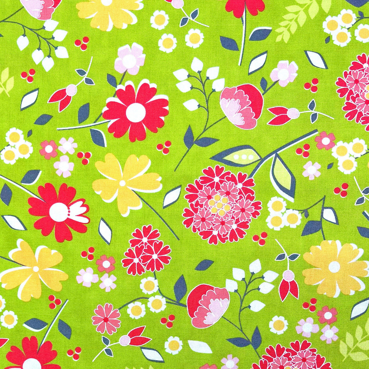 Flower Mill Green Floral Fabric EOB | Corey Yoder | Moda M29030-18