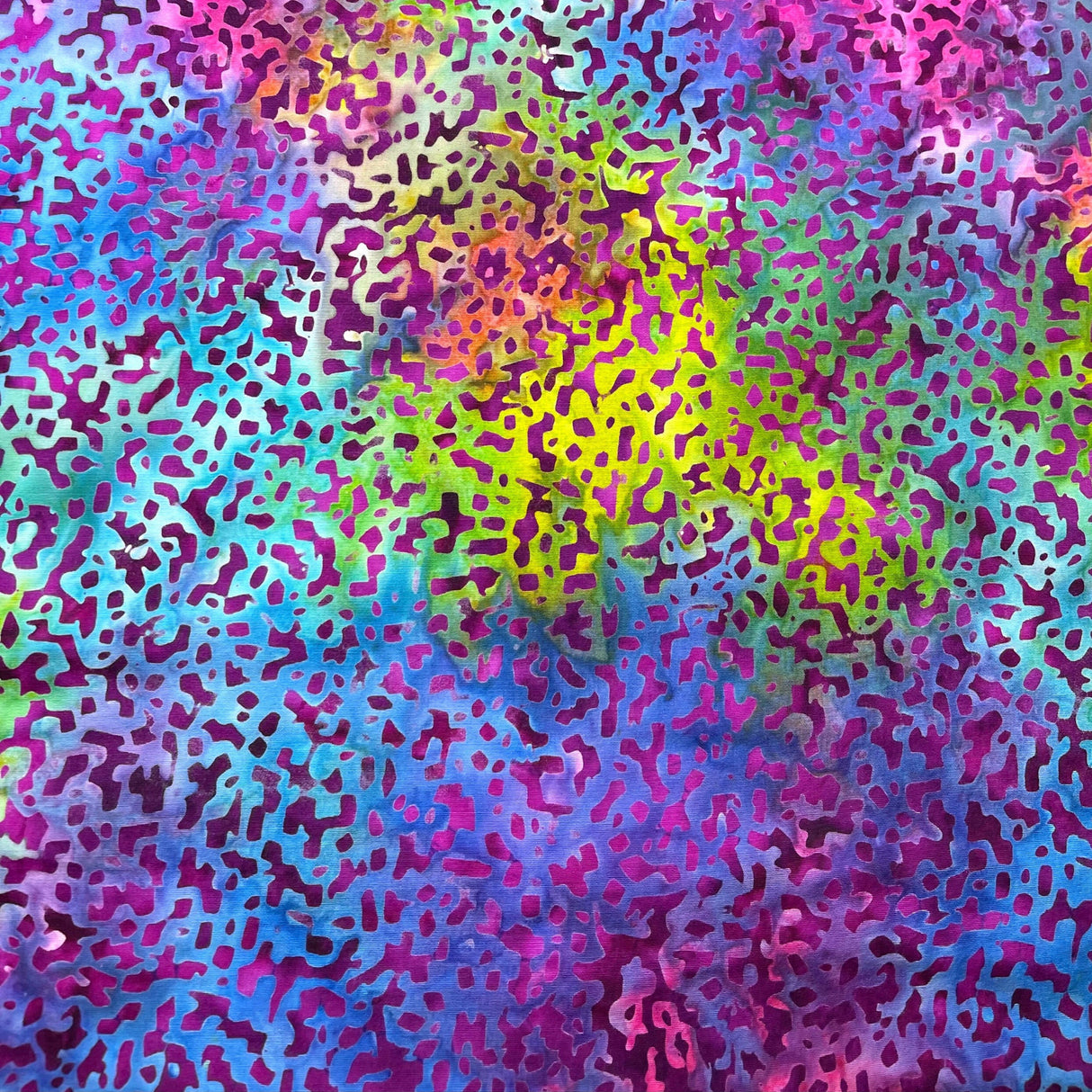 Batik Fabric Purple Blue Yellow Lime Gemstones Multi by Henry Glass HG8649-89