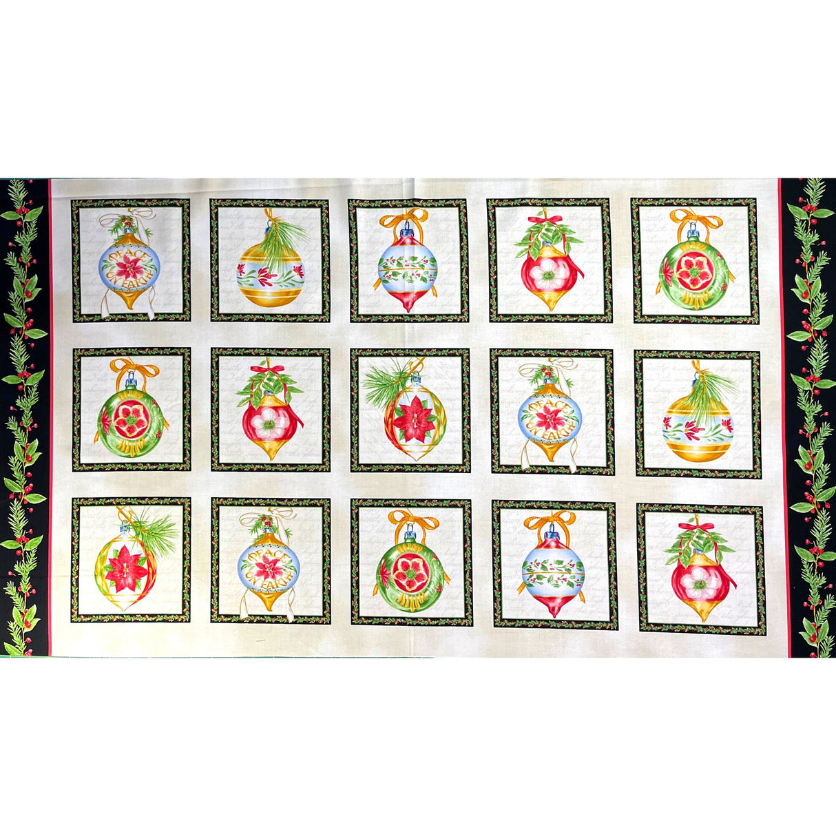 Christmas Elegance Fabric PANEL, Baubles design HG9934.49P