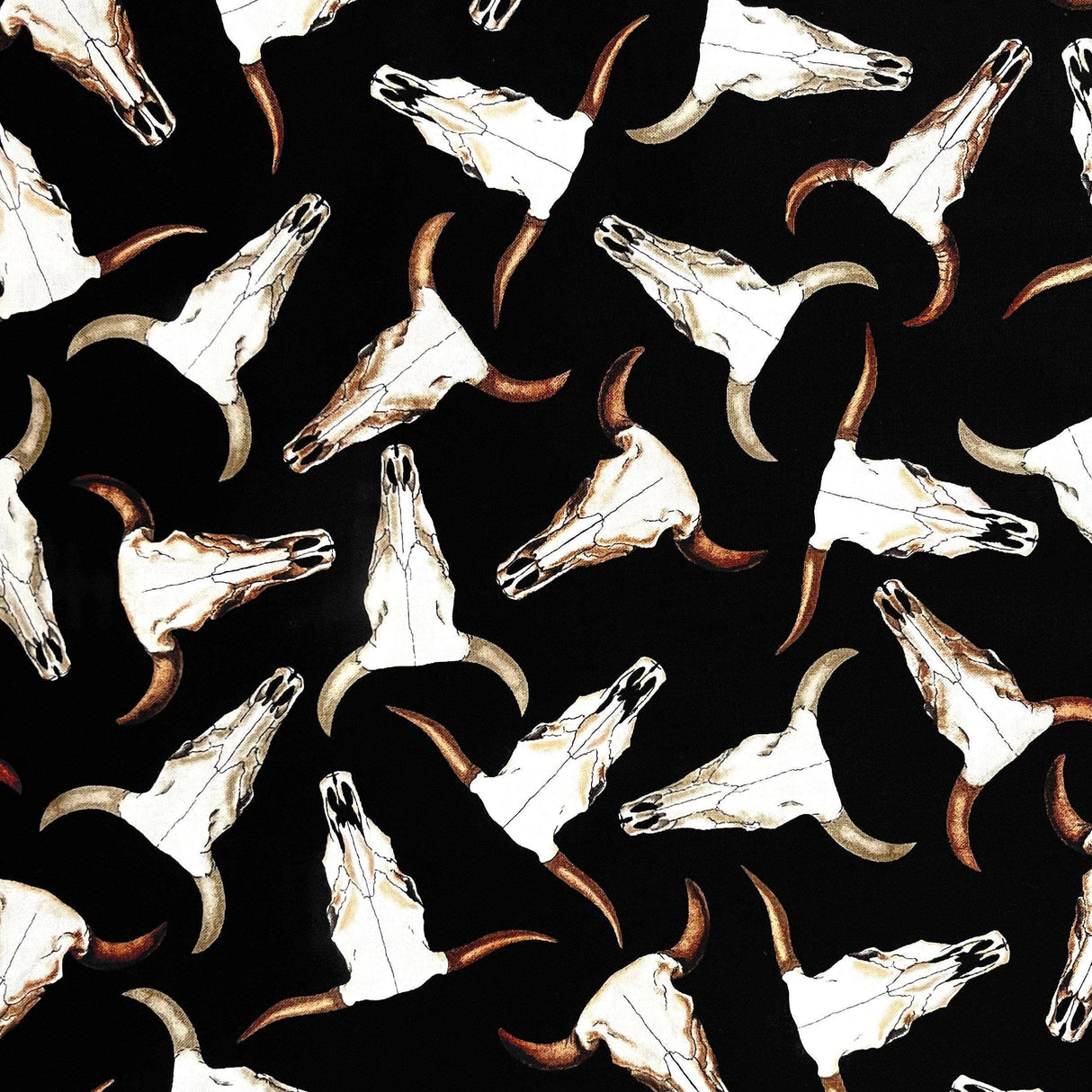 West Buffalo Longhorn Skulls Cotton Quilting Fabric | Timeless Treasures C6305