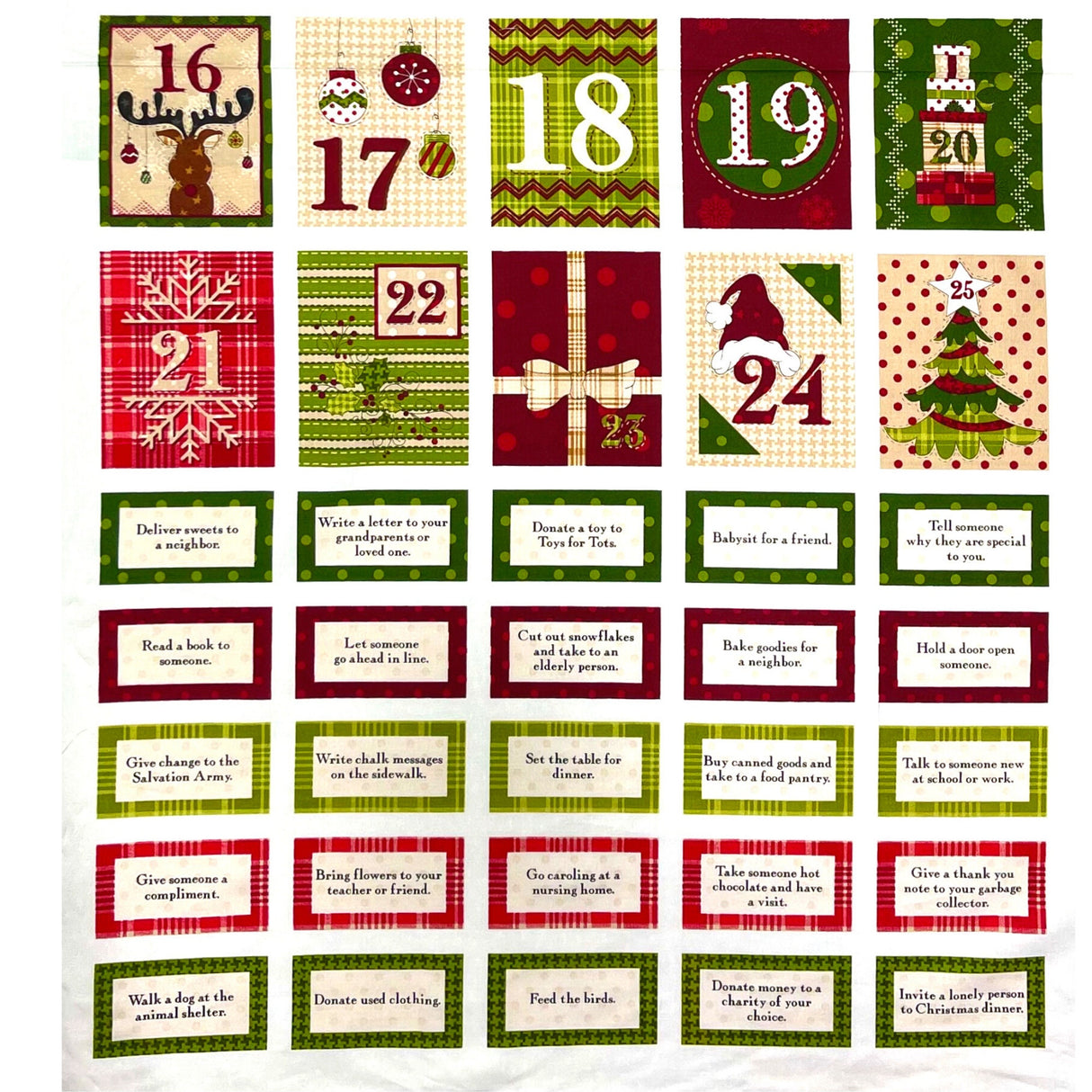 Glad Tidings, Advent Calendar, Christmas Cotton Quilting Fabric, Henry Glass, PANEL - 8759.44P