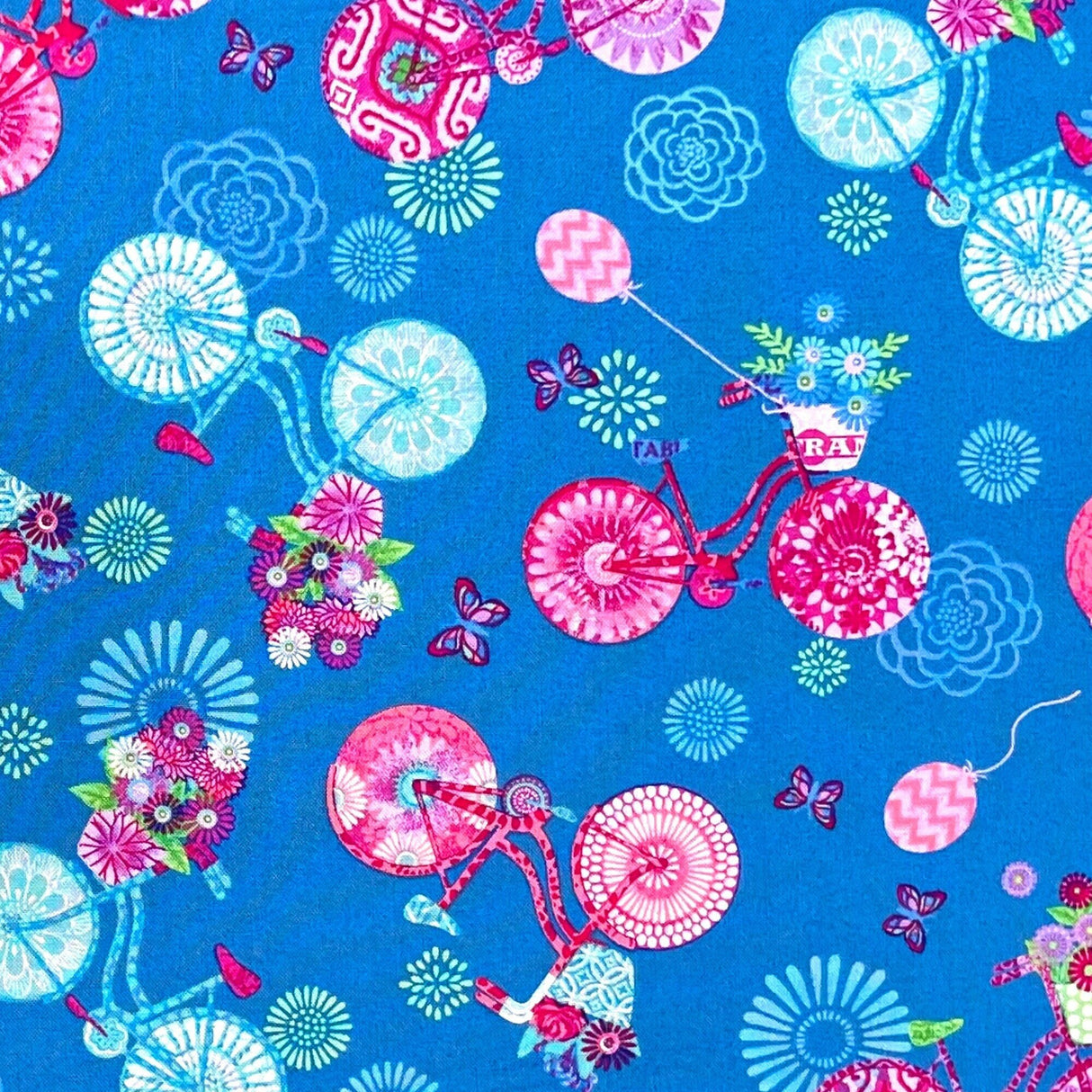 Enjoy the Ride, Bicycles & Butterflies Cotton Quilting fabric by StudioE Fabrics SE3151.76