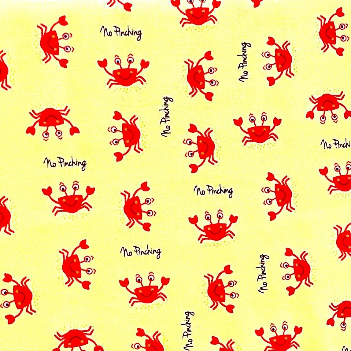Fabric Crab Miniature Sea creatures No Pinching Yellow fabric by Henry Glass - 6824-44