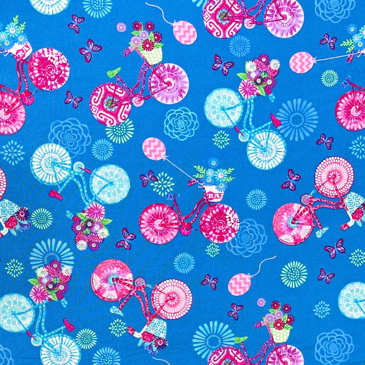 Enjoy the Ride, Bicycles & Butterflies Cotton Quilting fabric by StudioE Fabrics SE3151.76