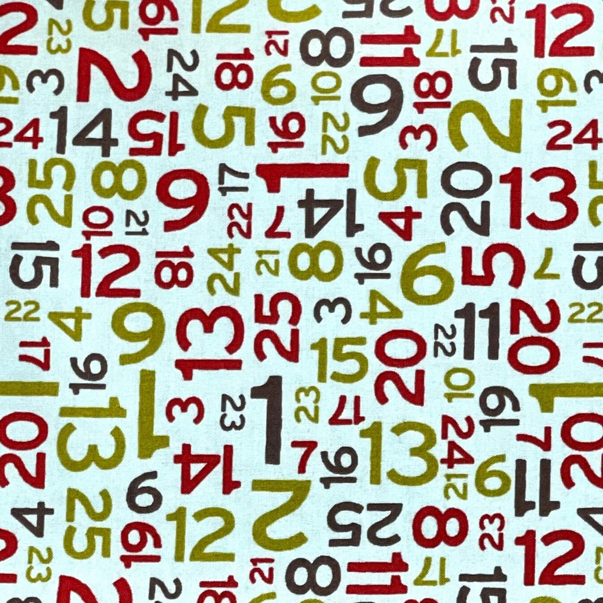 Moda fabrics Hometown Christmas Countdown Numbers in a Sea green background
