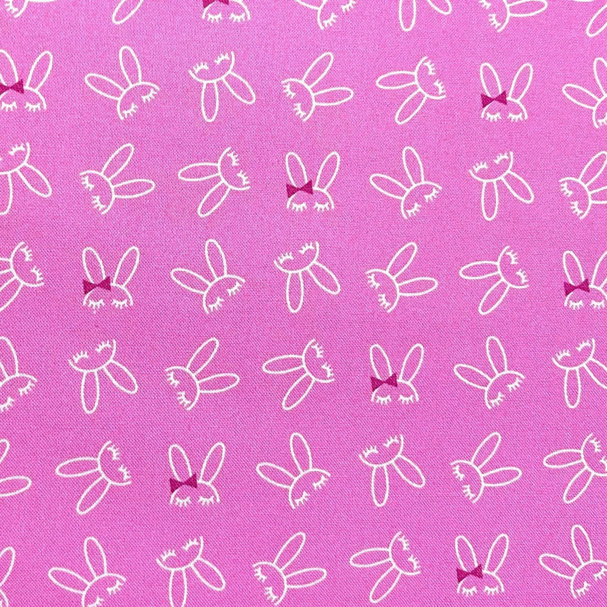 Bunny Bowtie Pink Cotton Quilting Fabric by Sandra Clemons, Michael Miller DC7419-Flow