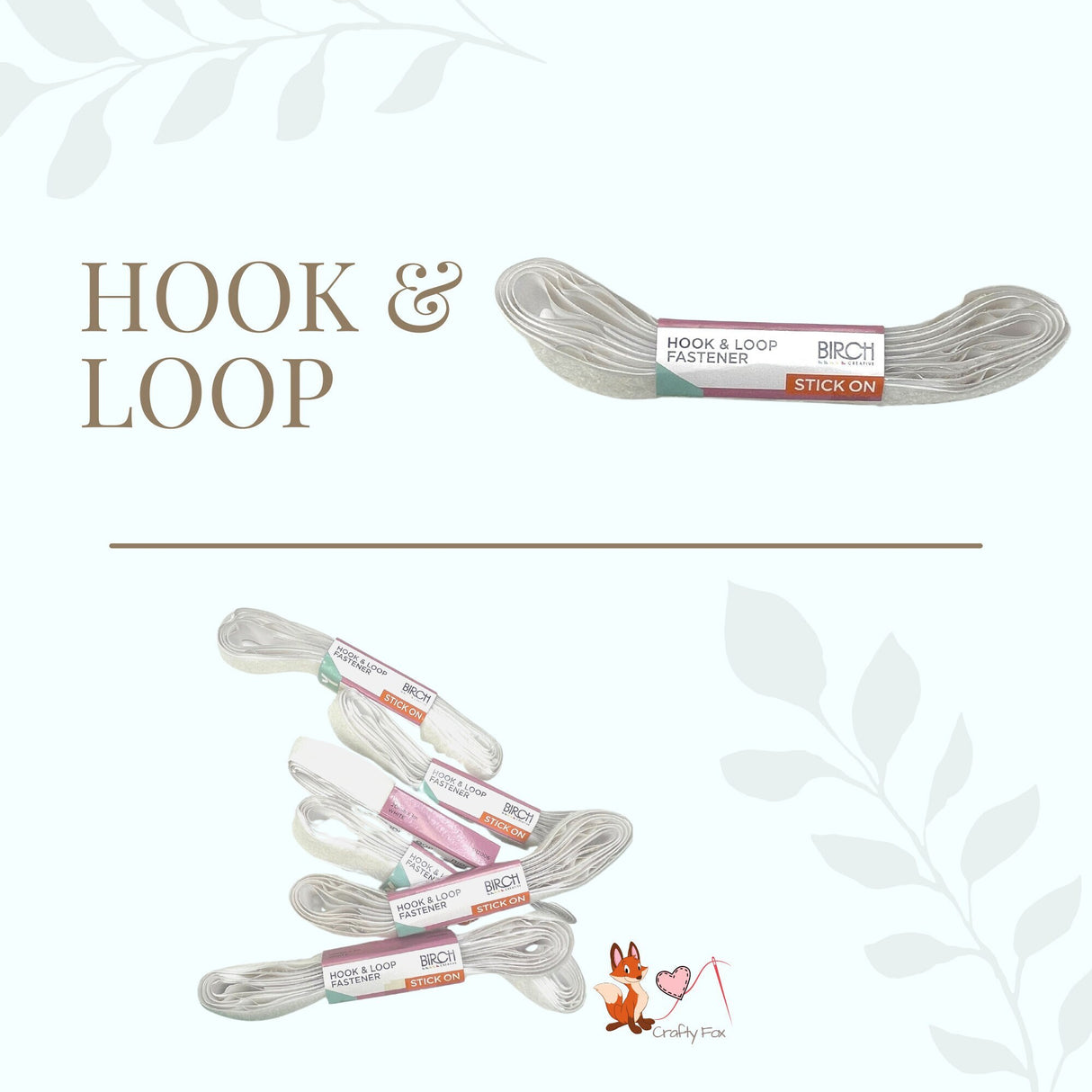 Hook and Loop Fastener 1mtr x 20mm - Stick On White