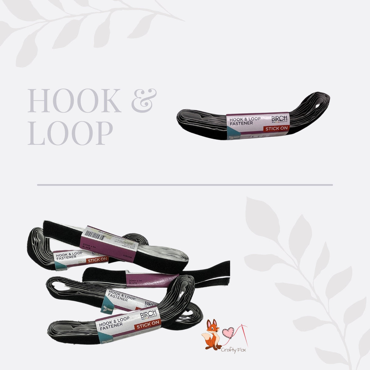 Hook and Loop Fastener 1mtr x 20mm - Stick On Black