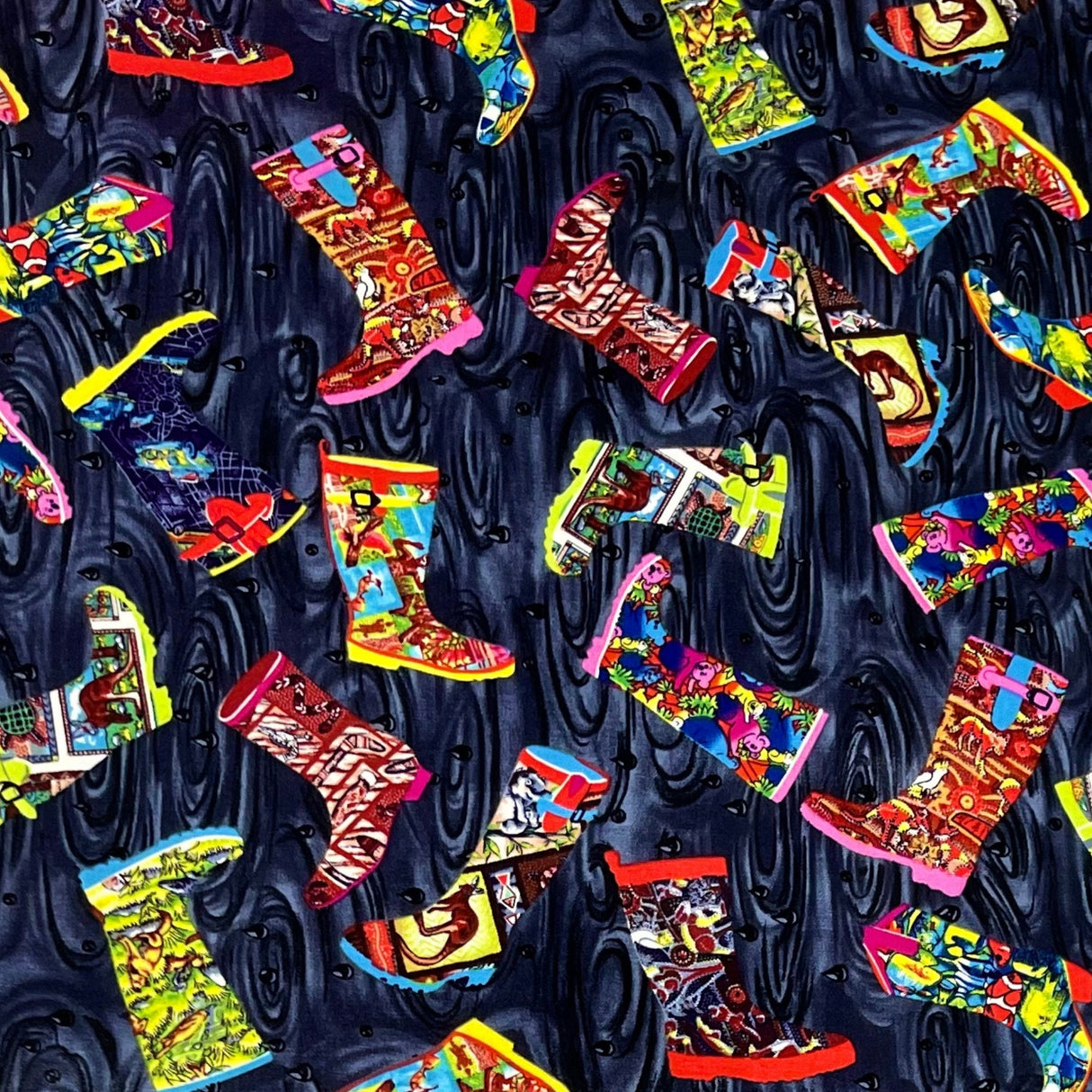 Boots Laminate Fabric, Australian Boots - Charcoal