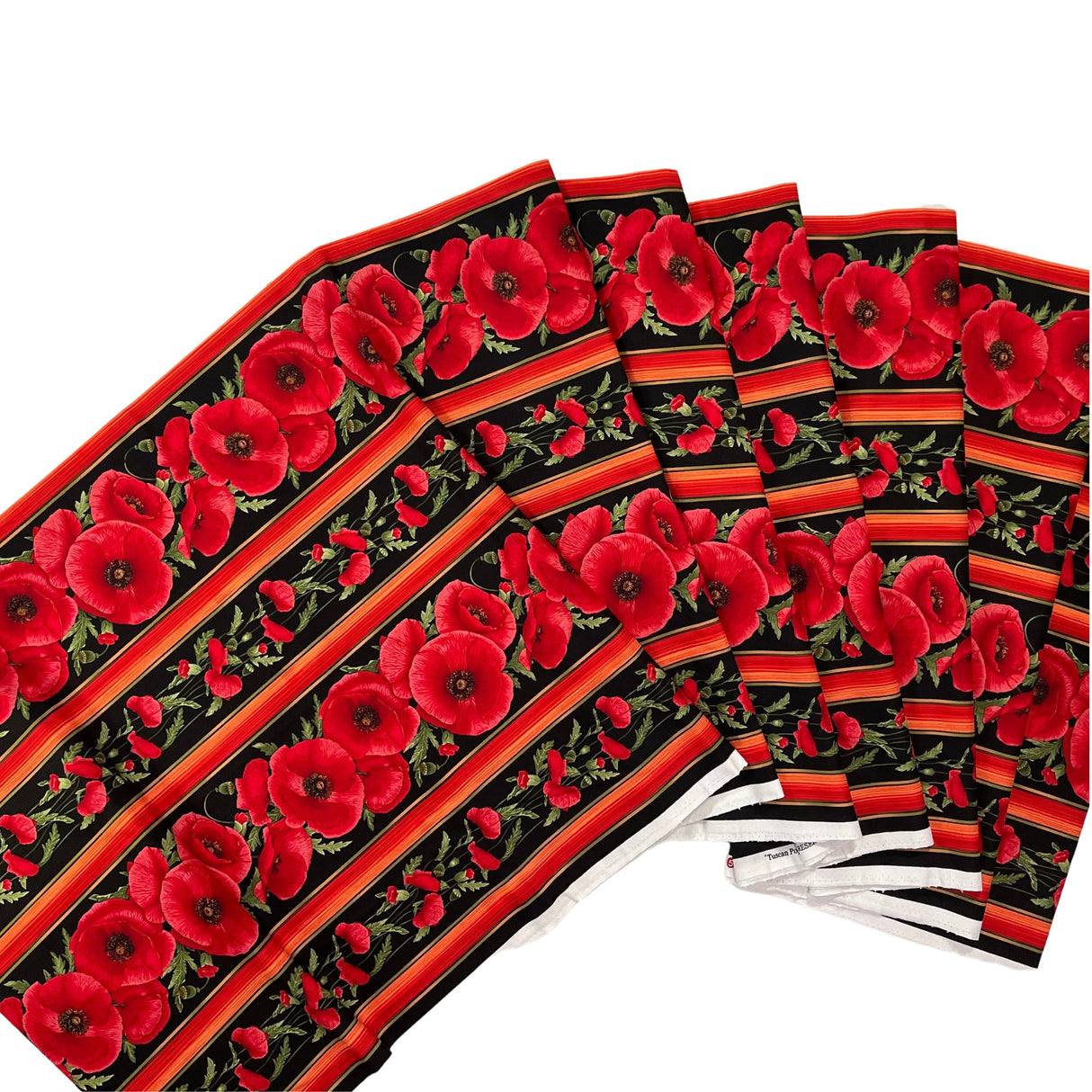 Floral Fabric ANZAC Poppies border Fabric by Timeless Treasures Fabric C5836
