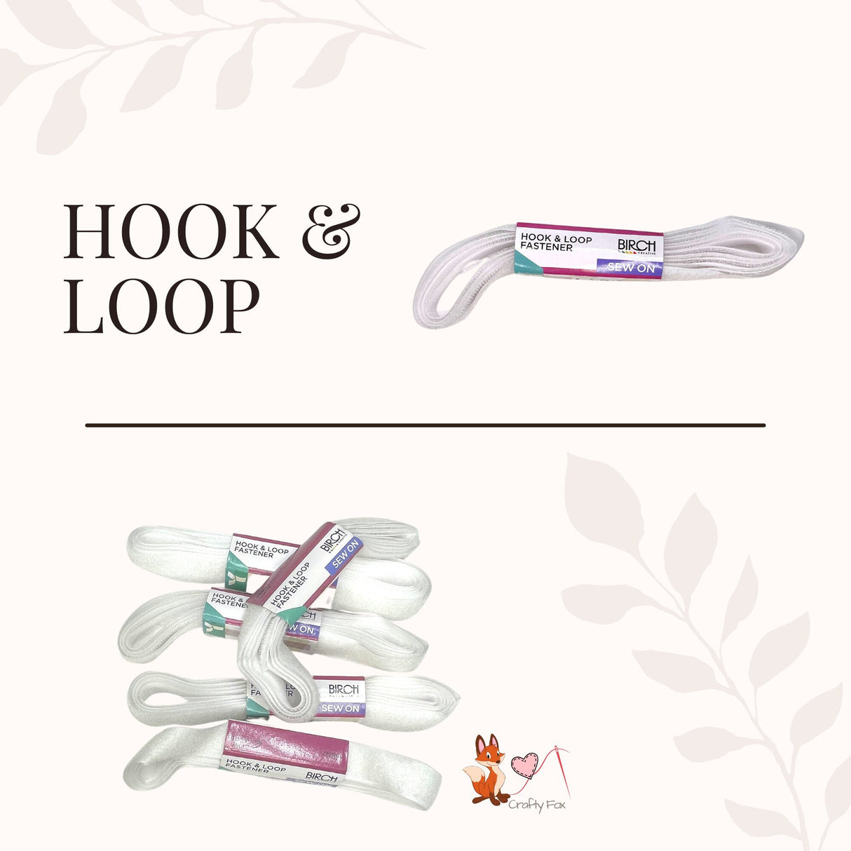 Hook and Loop Fastener 1mtr x 20mm - Sew-On White