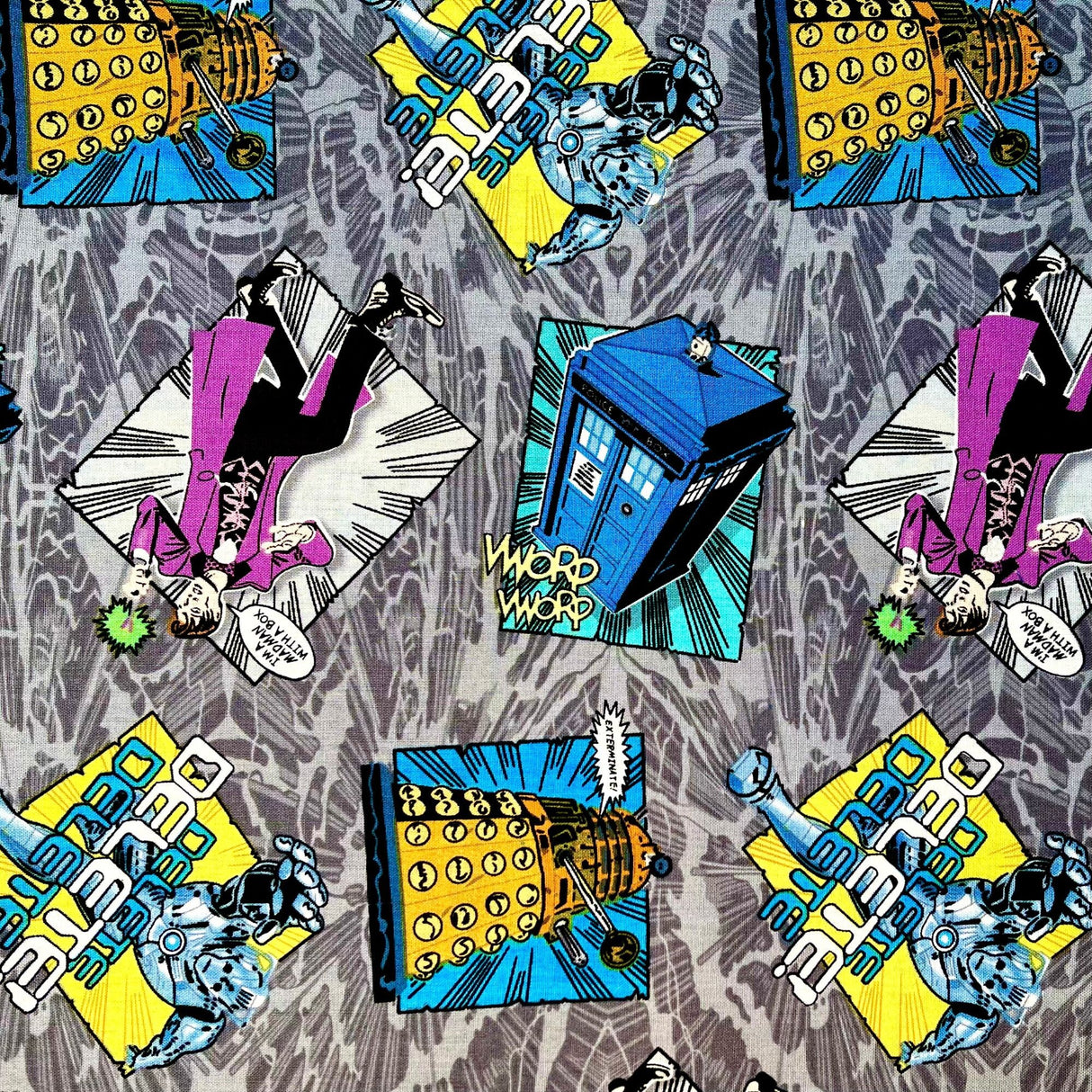 Doctor Who fabric 50cm Mad Man with a Box Multi Cotton Fabric Quilting Novelty Fabric Springs Creative