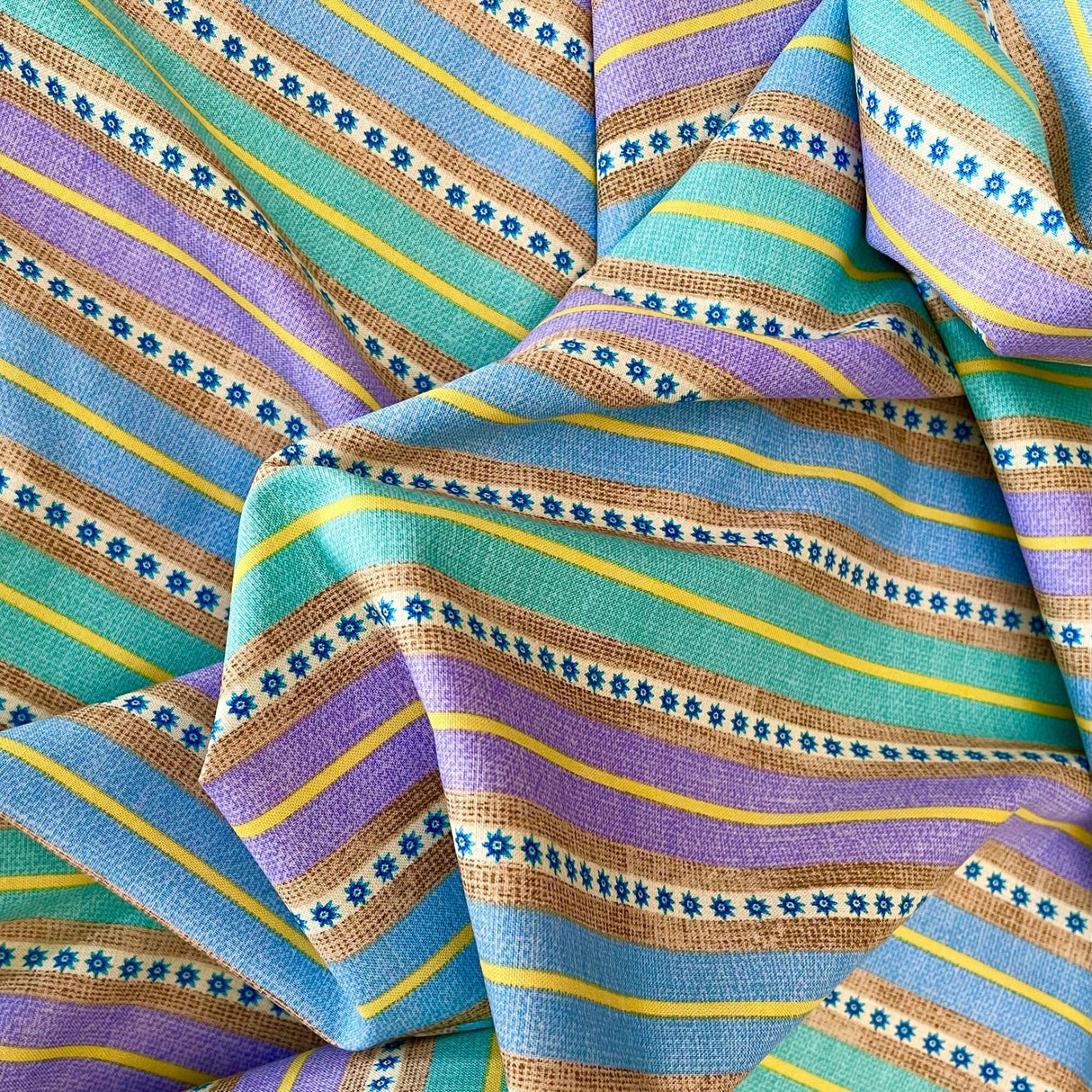 Happy Campers Blue Lilac Green Fabric Peace DTK Signature Quilting 100% Cotton fabric Studio E SE3125-15