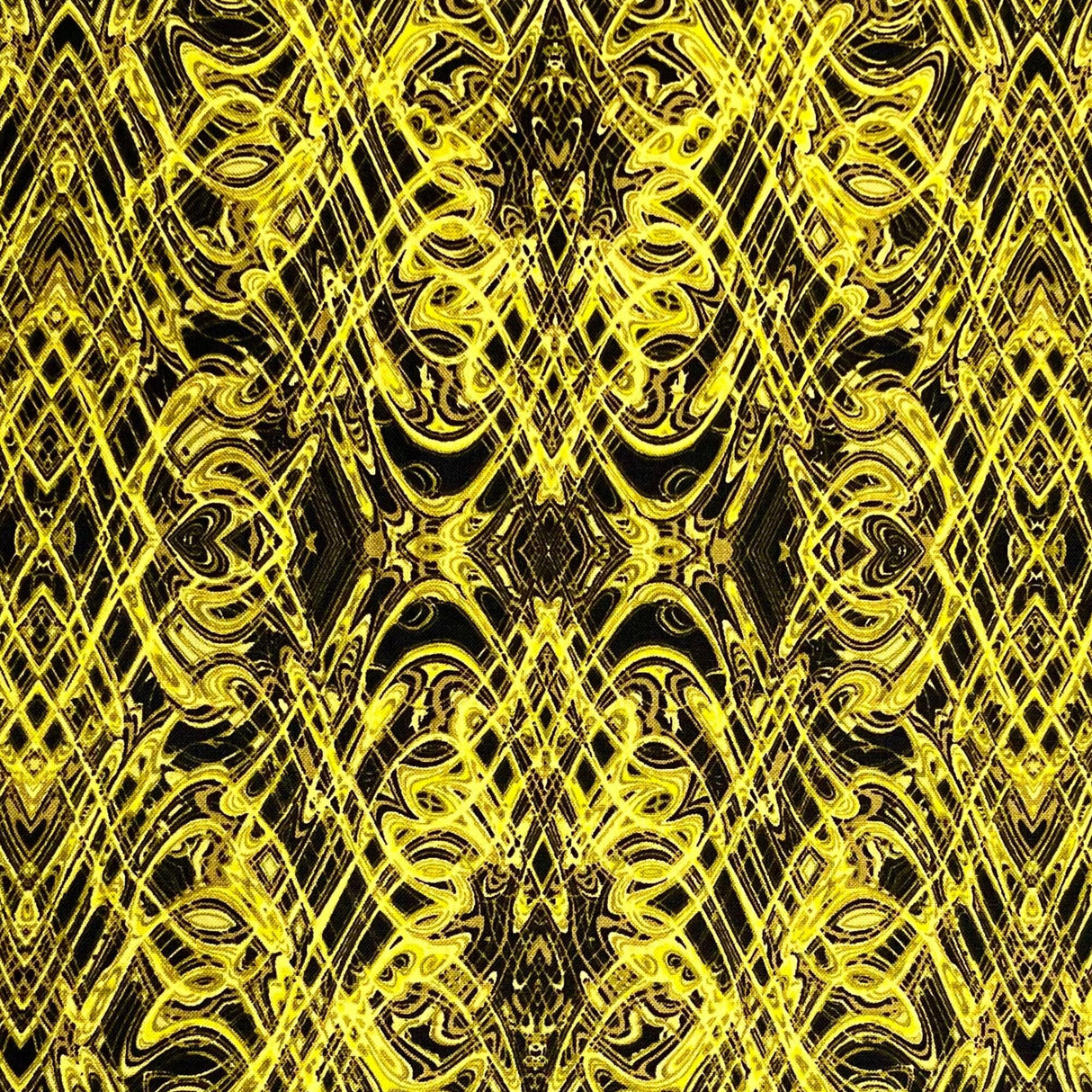 Kismet Yellow Black Swirl fabric Geometric Quilt fabric Paula Nadelstern for Benartex BT1774-44