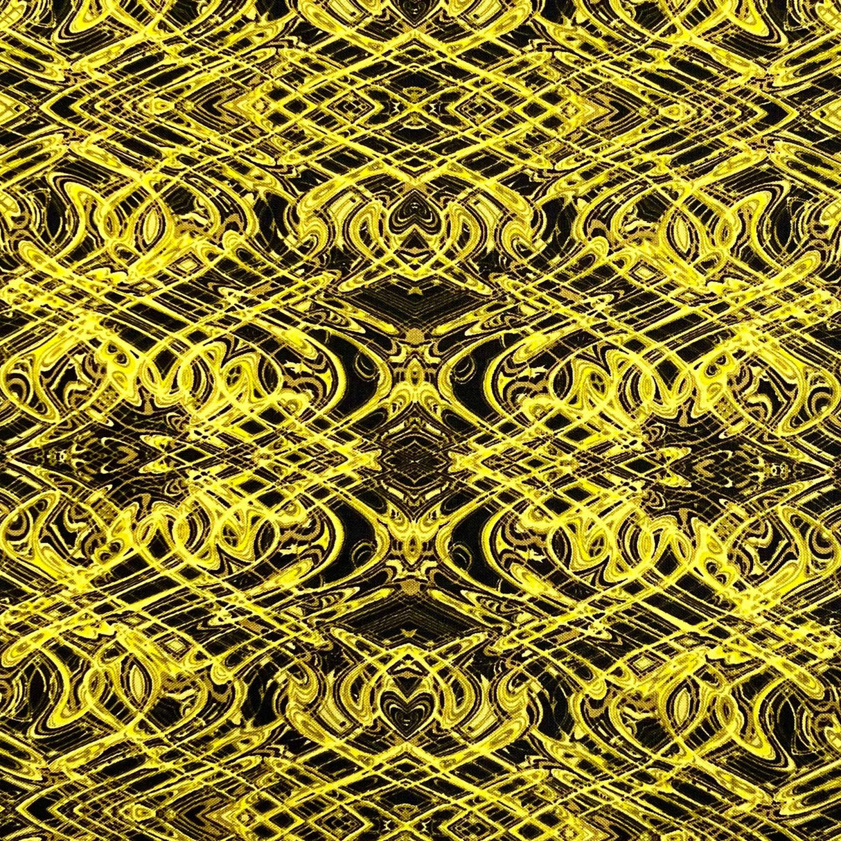 Kismet Yellow Black Swirl fabric Geometric Quilt fabric Paula Nadelstern for Benartex BT1774-44