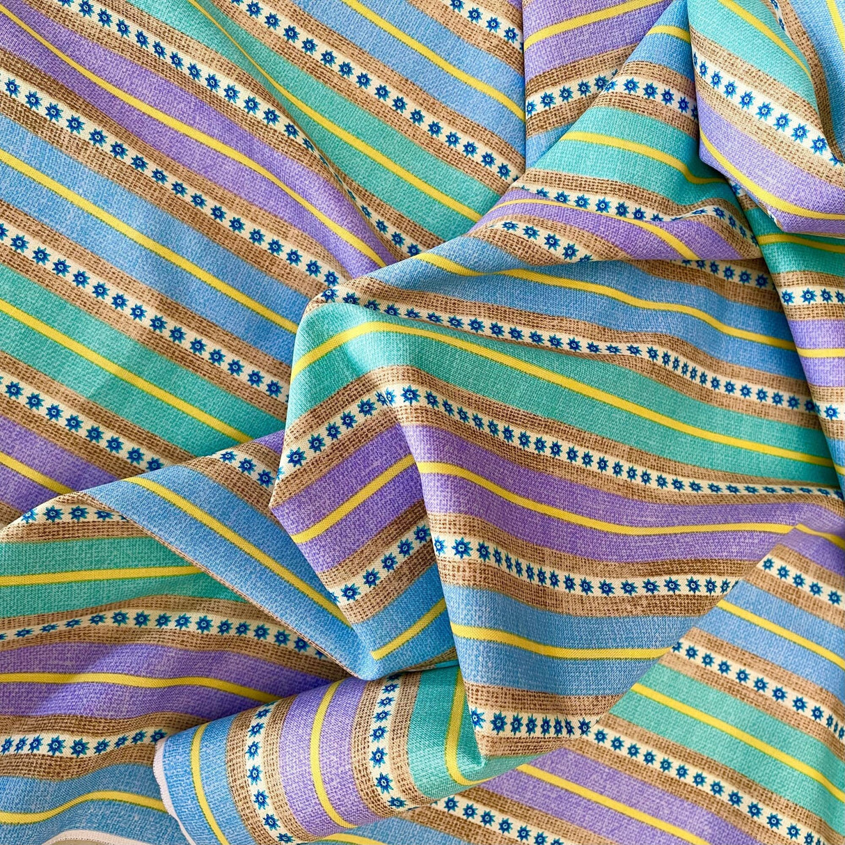 Happy Campers Blue Lilac Green Fabric Peace DTK Signature Quilting 100% Cotton fabric Studio E SE3125-15