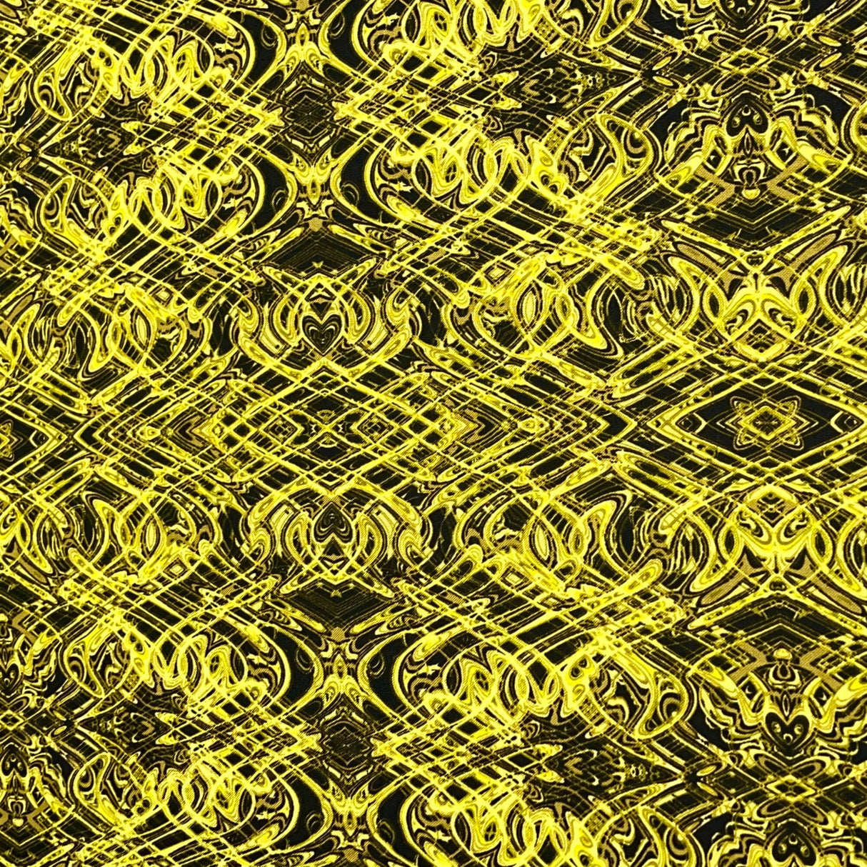Kismet Yellow Black Swirl fabric Geometric Quilt fabric Paula Nadelstern for Benartex BT1774-44