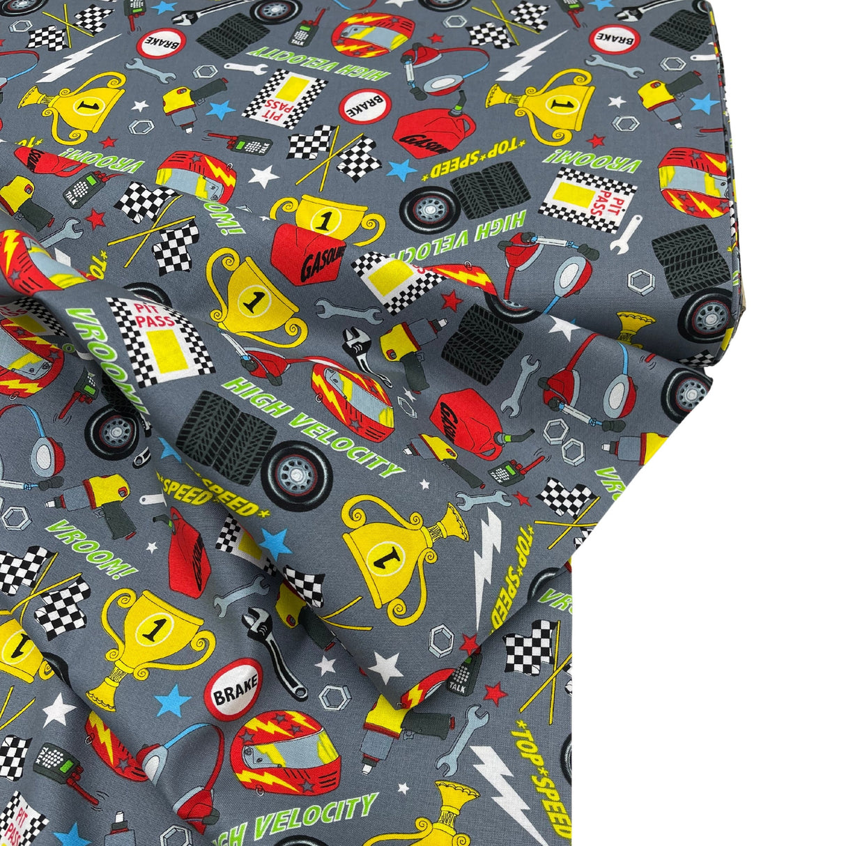 Racing Cars Fabric Tools accessories Grand Prix Fast Track Cotton Quilting fabric by First Blush Studio HG1172-90