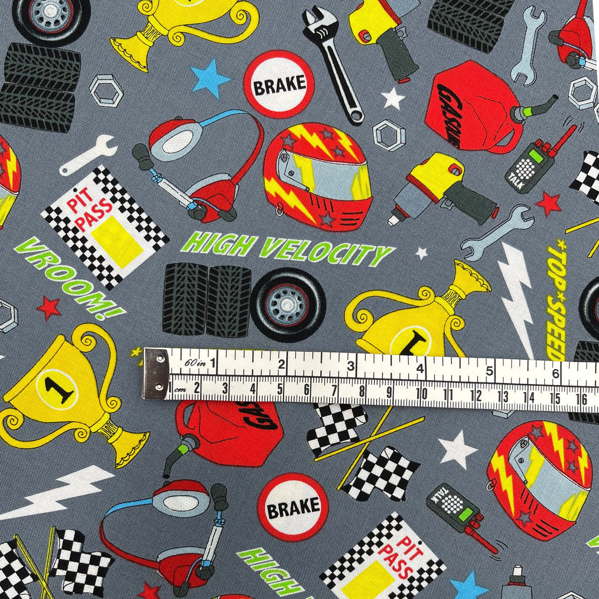 Racing Cars Fabric Tools accessories Grand Prix Fast Track Cotton Quilting fabric by First Blush Studio HG1172-90
