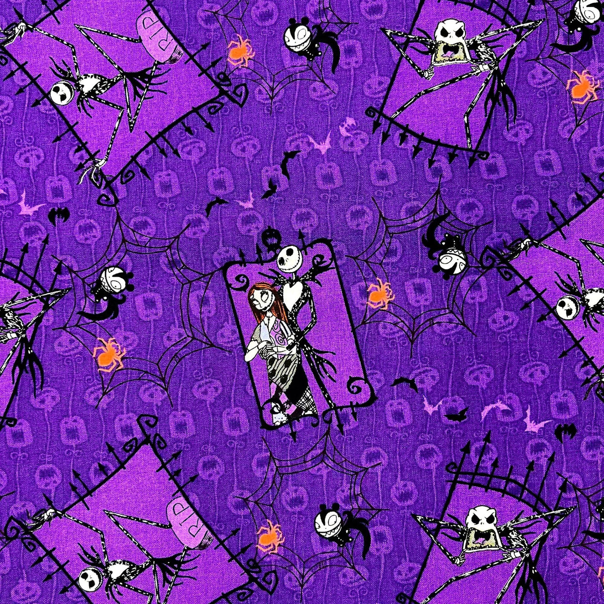 Nightmare Before Christmas fabric Jack Skellington, Sally Disney Sewing Cotton Quilting fabric Springs Creative
