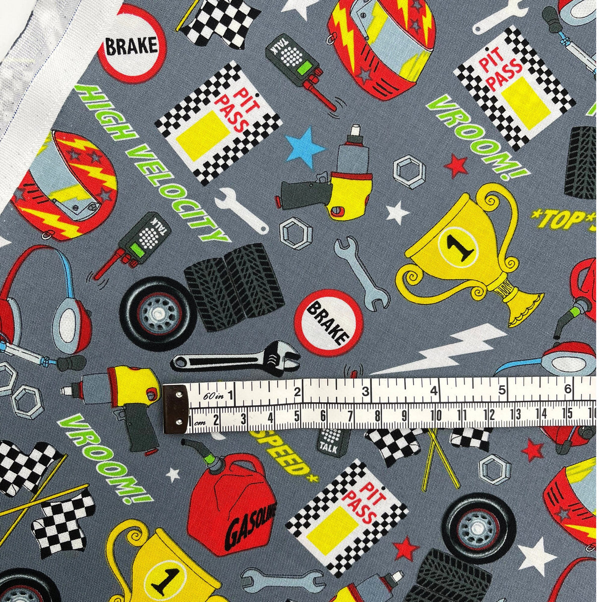 Racing Cars Fabric Tools accessories Grand Prix Fast Track Cotton Quilting fabric by First Blush Studio HG1172-90