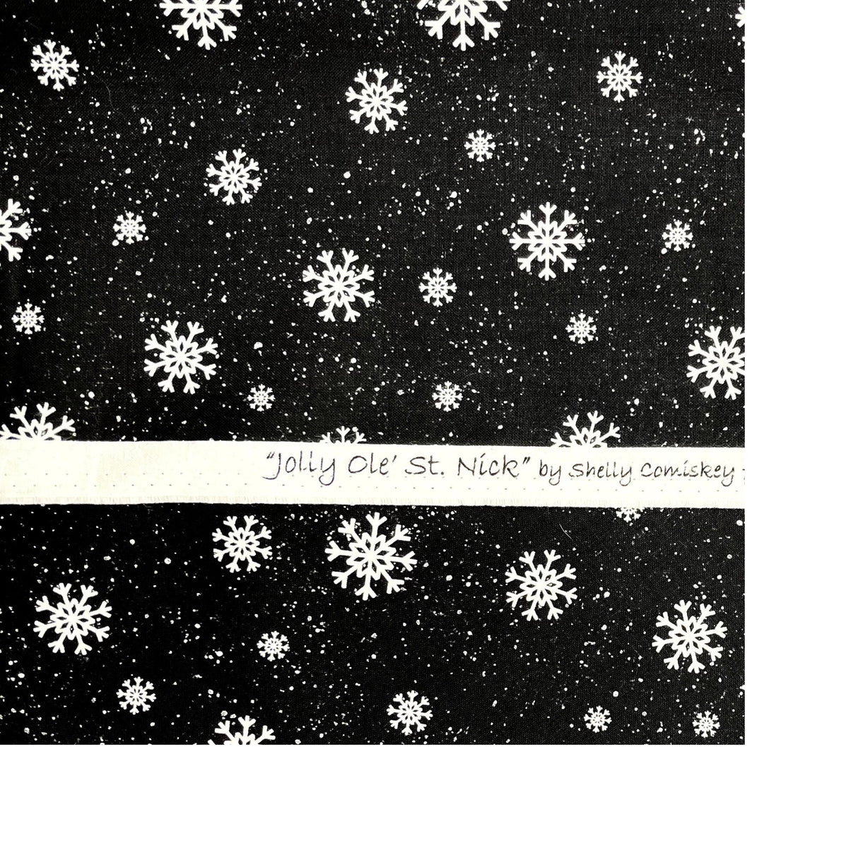 Jolly Ole St Nick Fabric, Snowflakes Black White Christmas Cotton Quilting Fabric Henry Glass HG6756-99