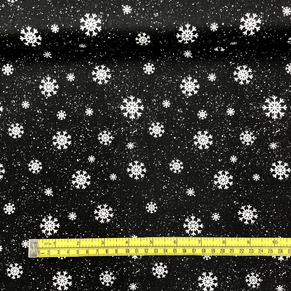 Jolly Ole St Nick Fabric, Snowflakes Black White Christmas Cotton Quilting Fabric Henry Glass HG6756-99