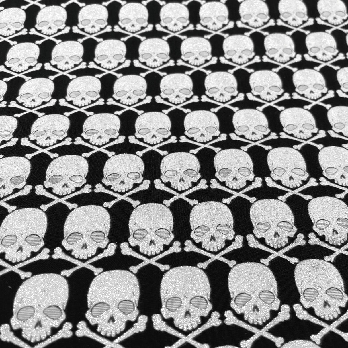 Skulls metallic fabric Black Silver metallic Halloween Cotton Quilting fabric Gothic Glam Fabric Benartex BT-CM4937G-12