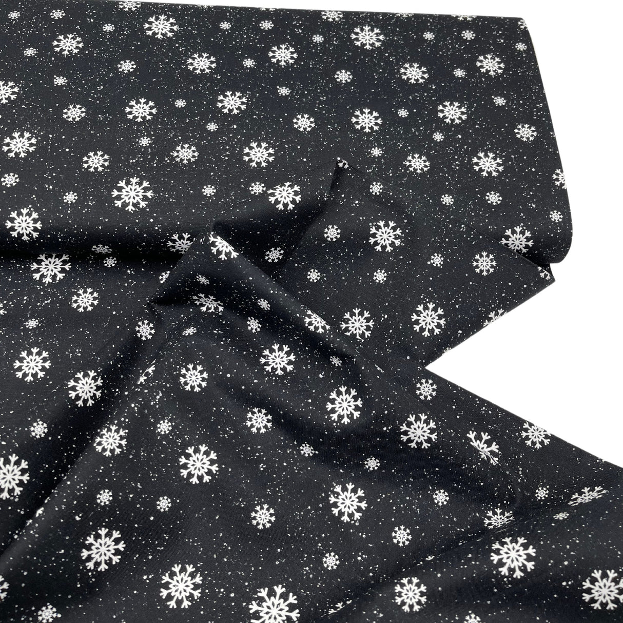 Jolly Ole St Nick Fabric, Snowflakes Black White Christmas Cotton Quilting Fabric Henry Glass HG6756-99