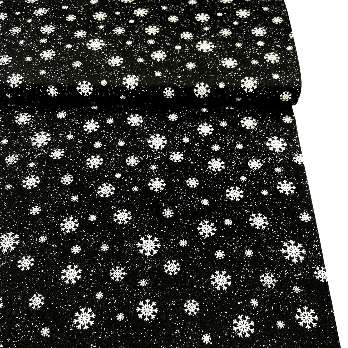 Jolly Ole St Nick Fabric, Snowflakes Black White Christmas Cotton Quilting Fabric Henry Glass HG6756-99